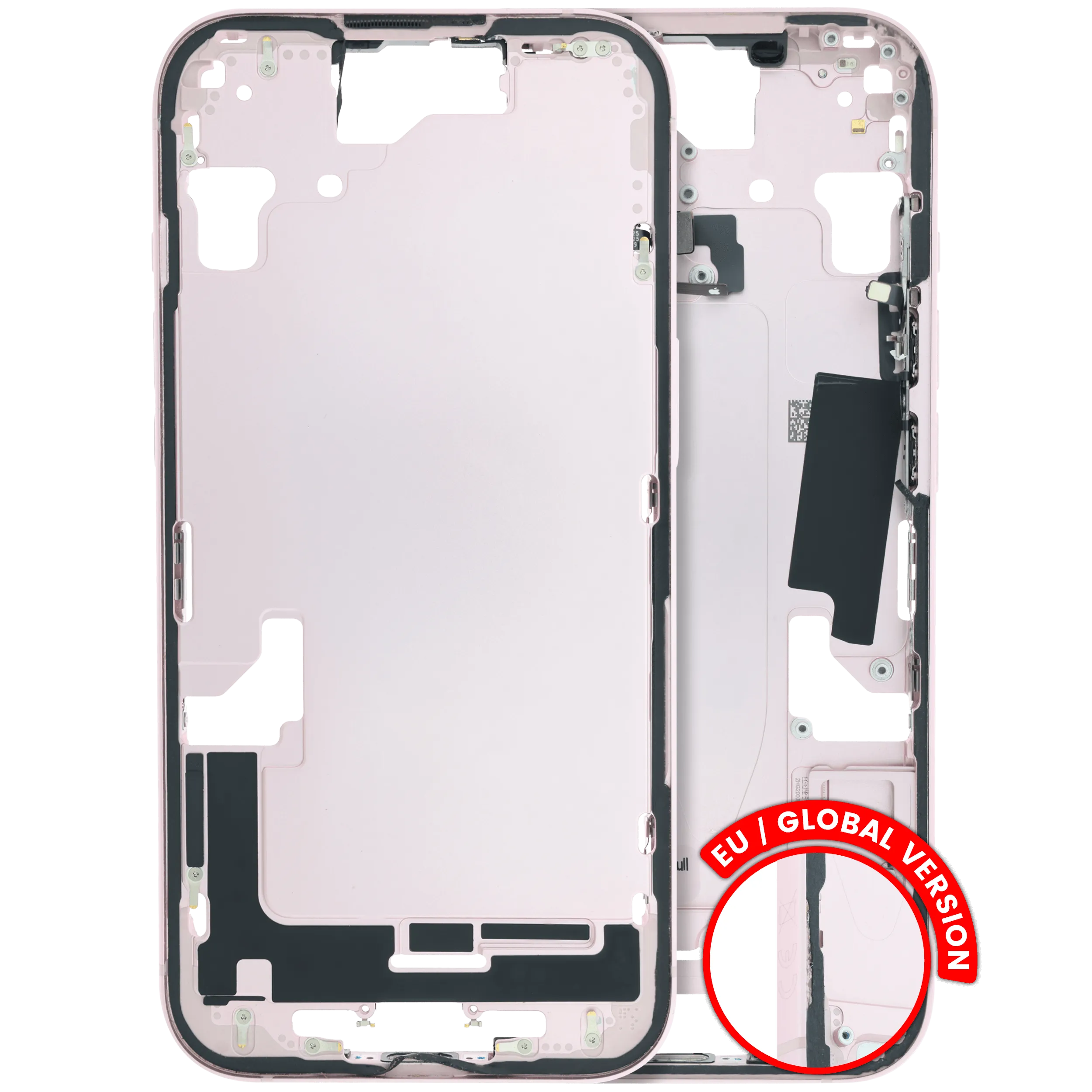 Mid-Frame Housing W/ Small Parts For iPhone 15 (EU / Global Version) (Used OEM Pull: Grade C) (Pink)