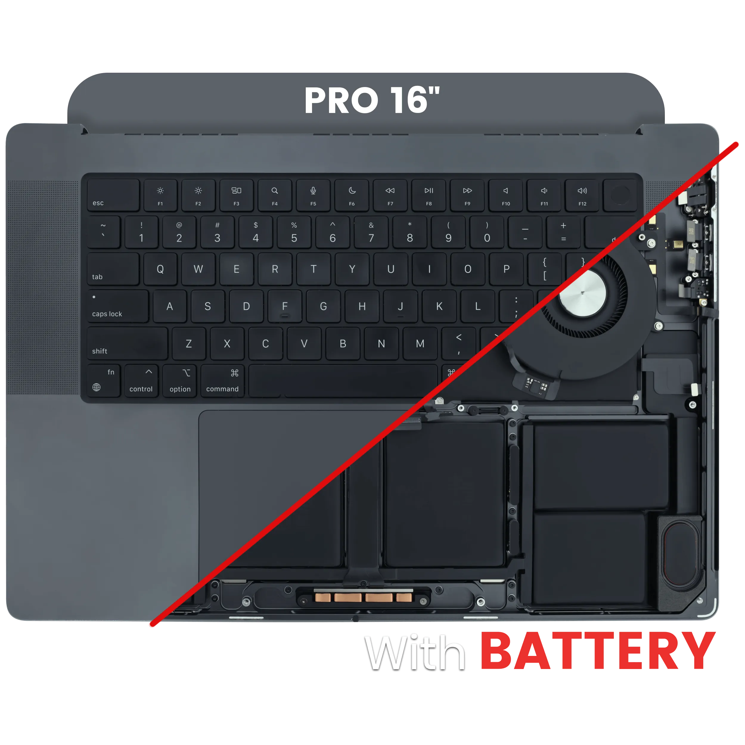 Top Case with Battery and Keyboard (ANSI US) For MacBook Pro 16" A2991 (2023) (Used OEM Pull: Grade B) (Space Black)
