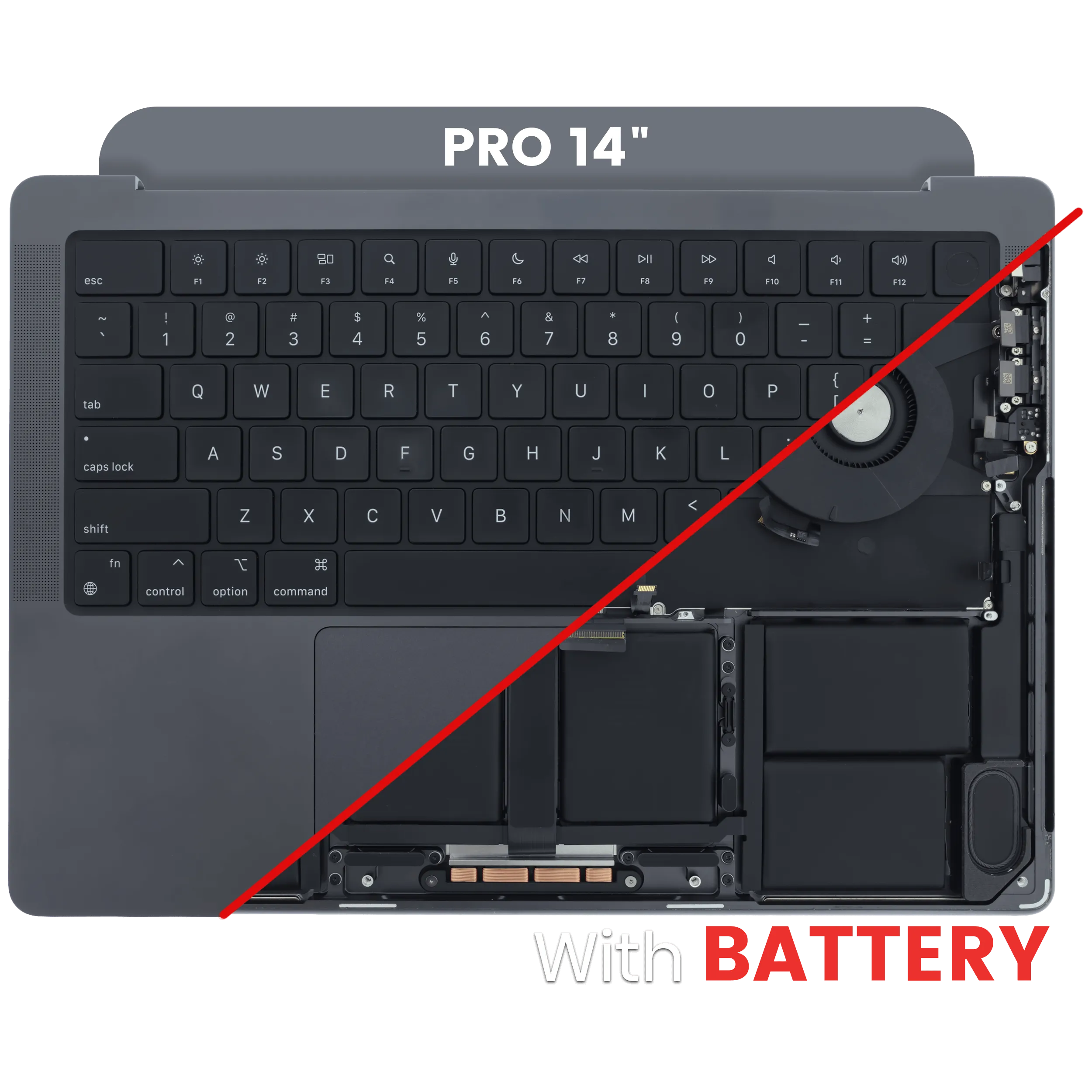 Top Case with Battery and Keyboard (ANSI US) For MacBook Pro 14" A2992 (2023) (Used OEM Pull: Grade A) (Space Black)