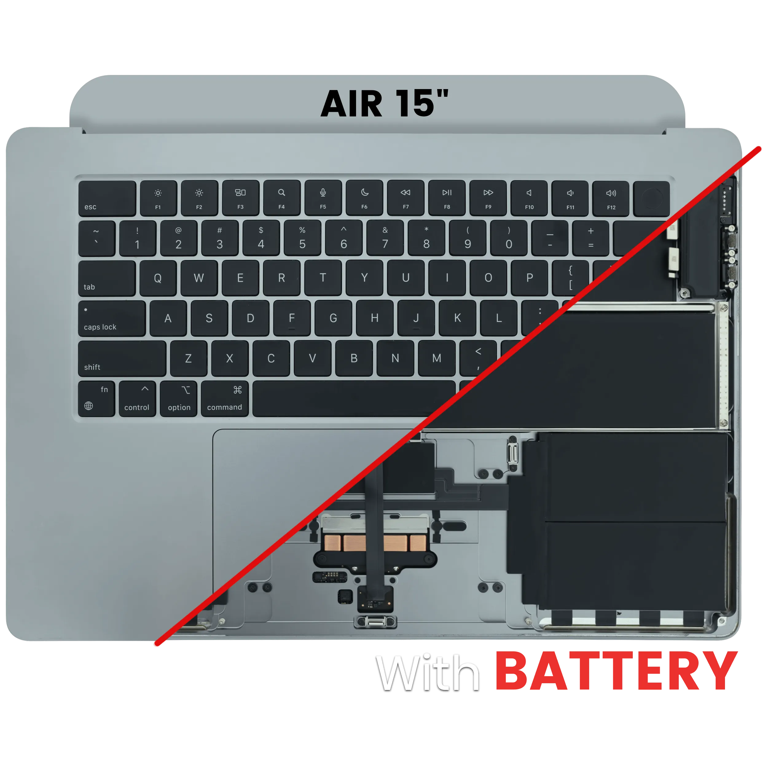 Top Case with Battery and Keyboard (ANSI US) For MacBook Air 15" A2941 (2023) (Used OEM Pull: Grade A) (Space Gray)