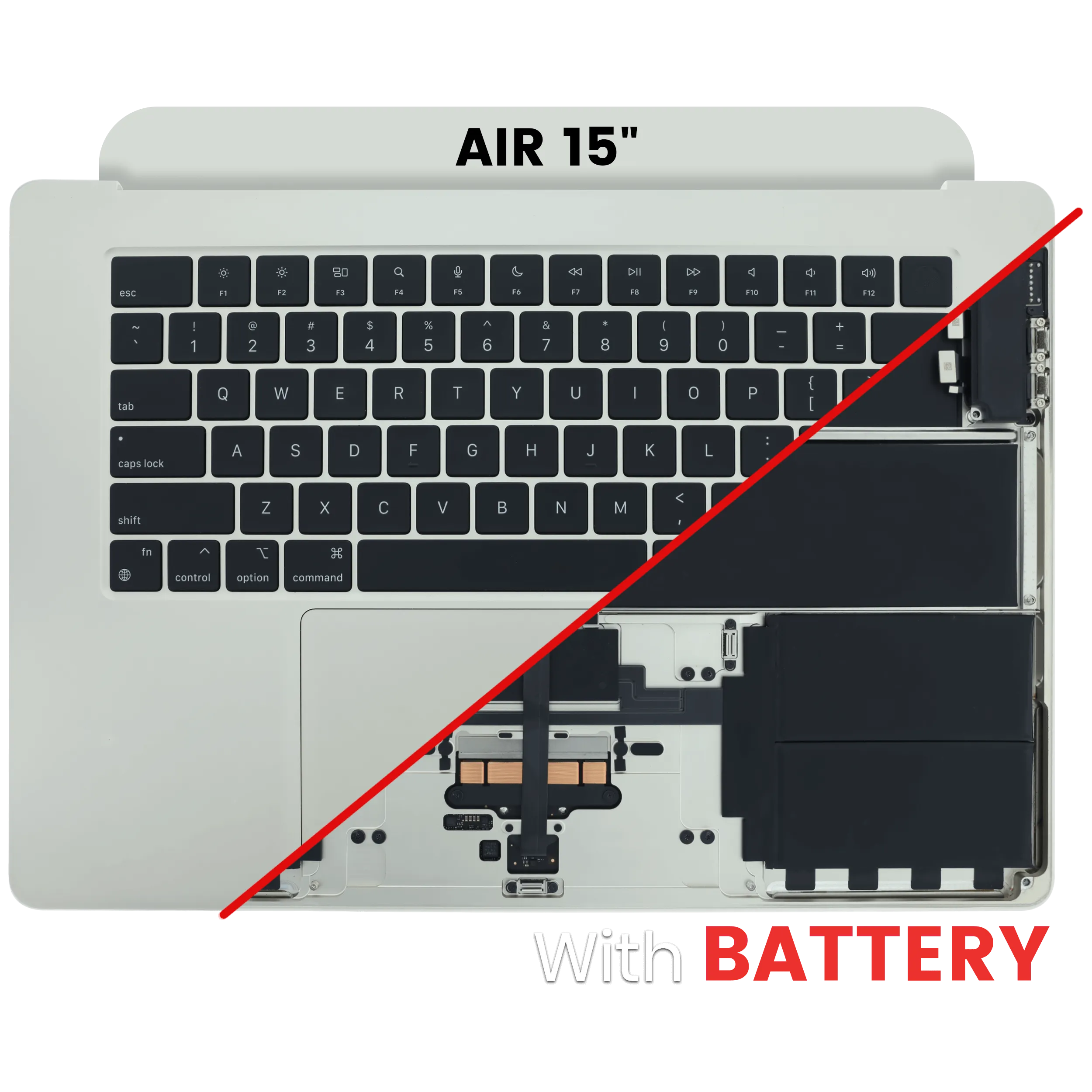 Top Case with Battery and Keyboard (ANSI US) For MacBook Air 15" A2941 (2023) (Used OEM Pull: Grade A) (Starlight)