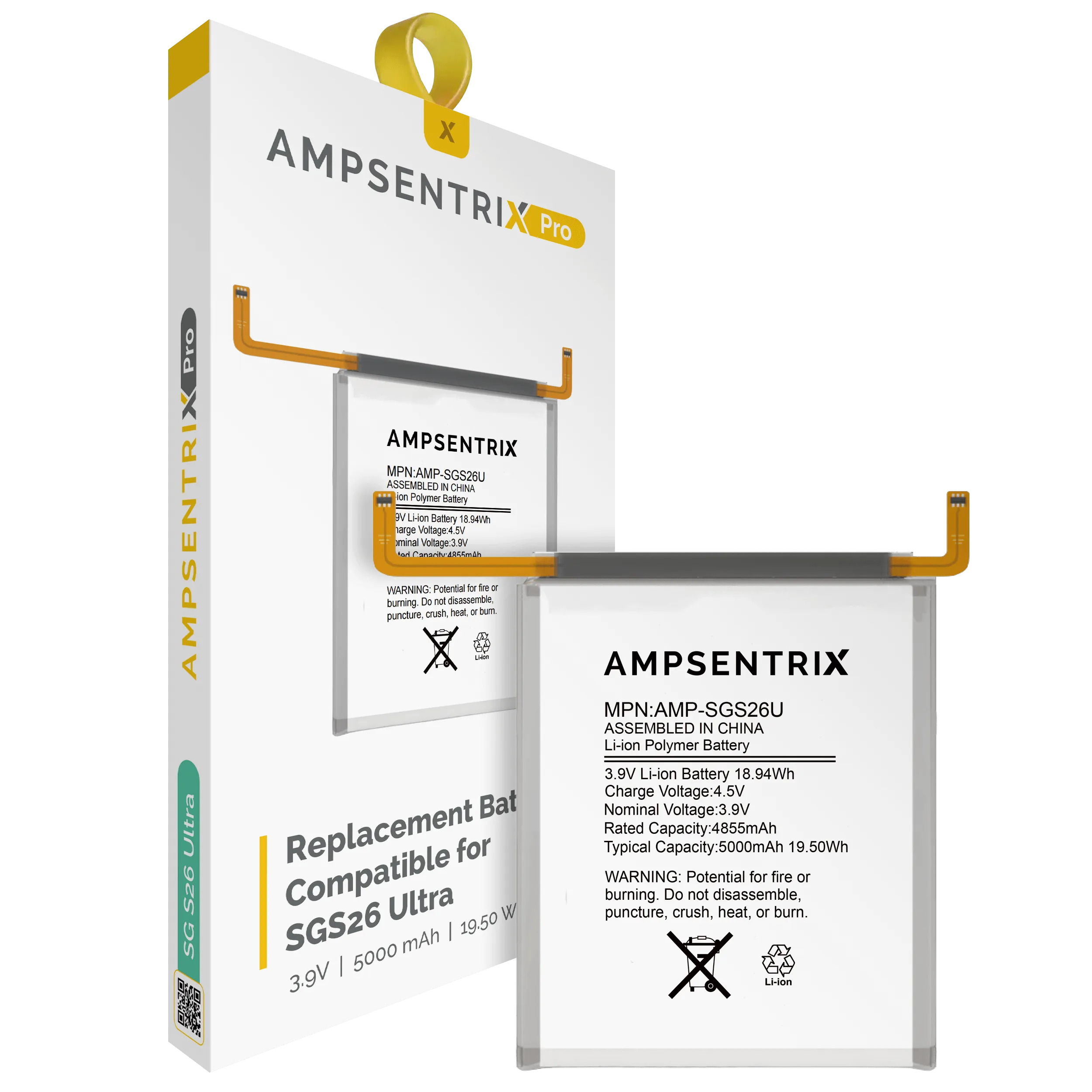 Replacement Battery For Samsung Galaxy S26 Ultra (AmpSentrix Pro)