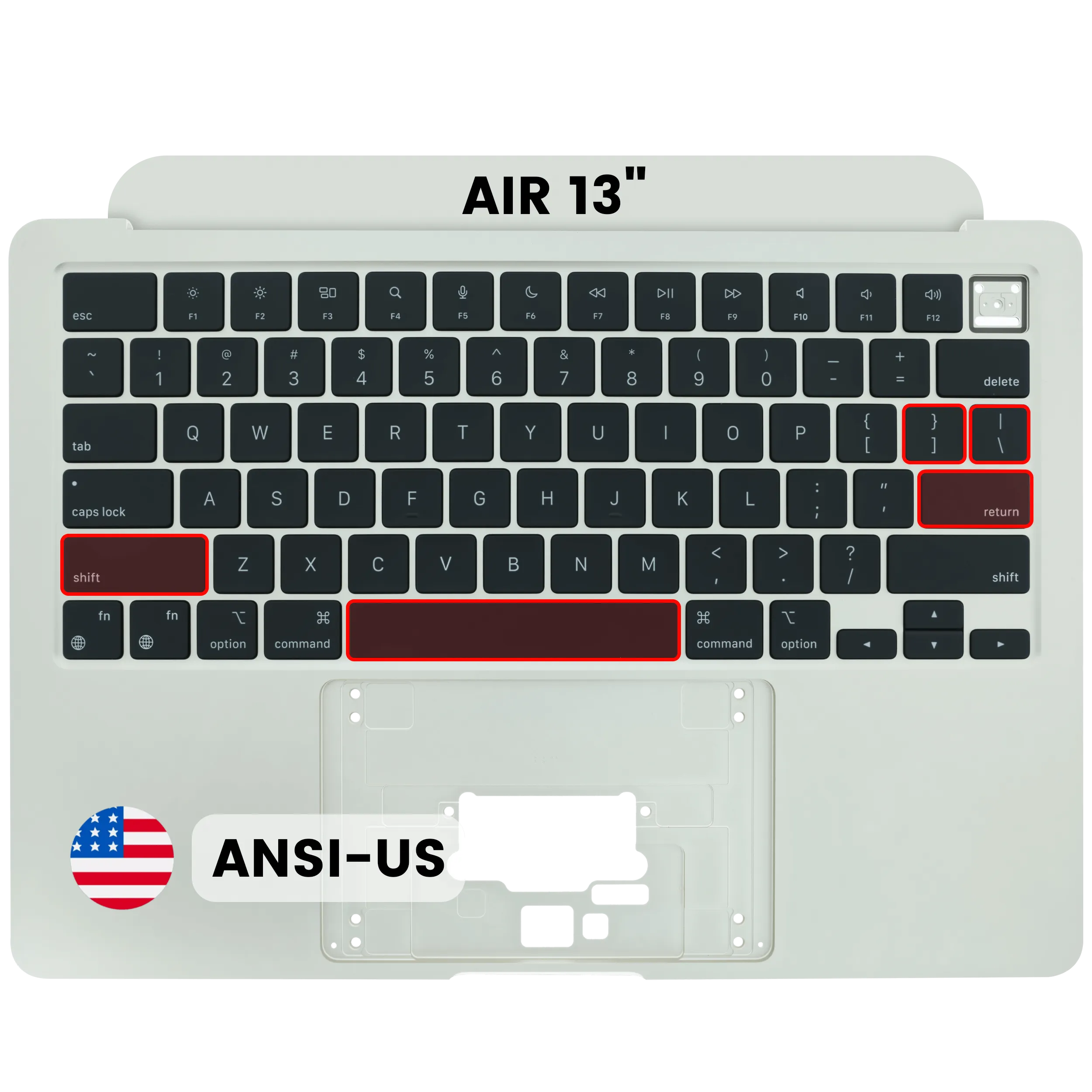 Top Case with Keyboard (ANSI US) For MacBook Air 13" A2681 (2022) (Used OEM Pull: Grade A) (Starlight)