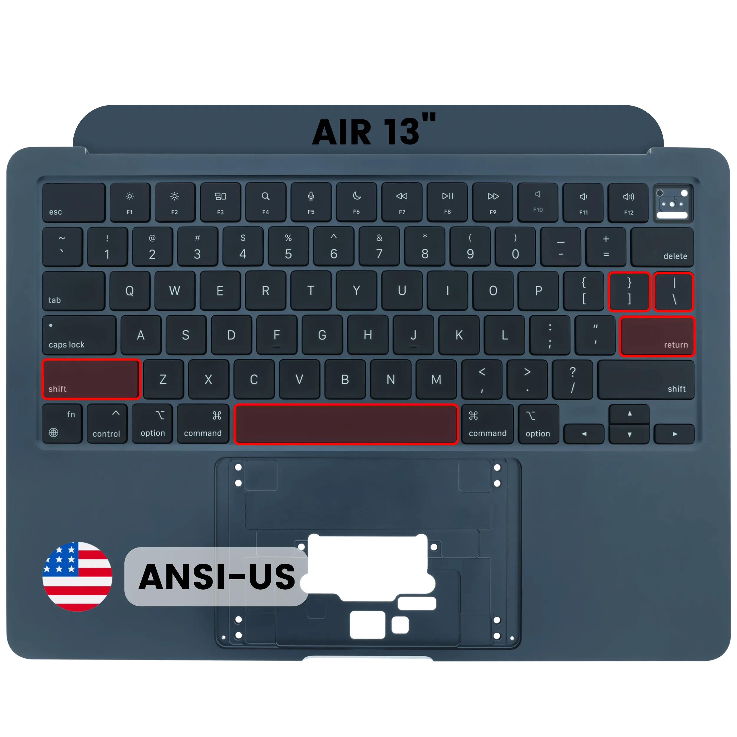 Top Case with Keyboard (ANSI US) For MacBook Air 13" A3240 (2025 ) (Used OEM Pull: Grade A) (Midnight)