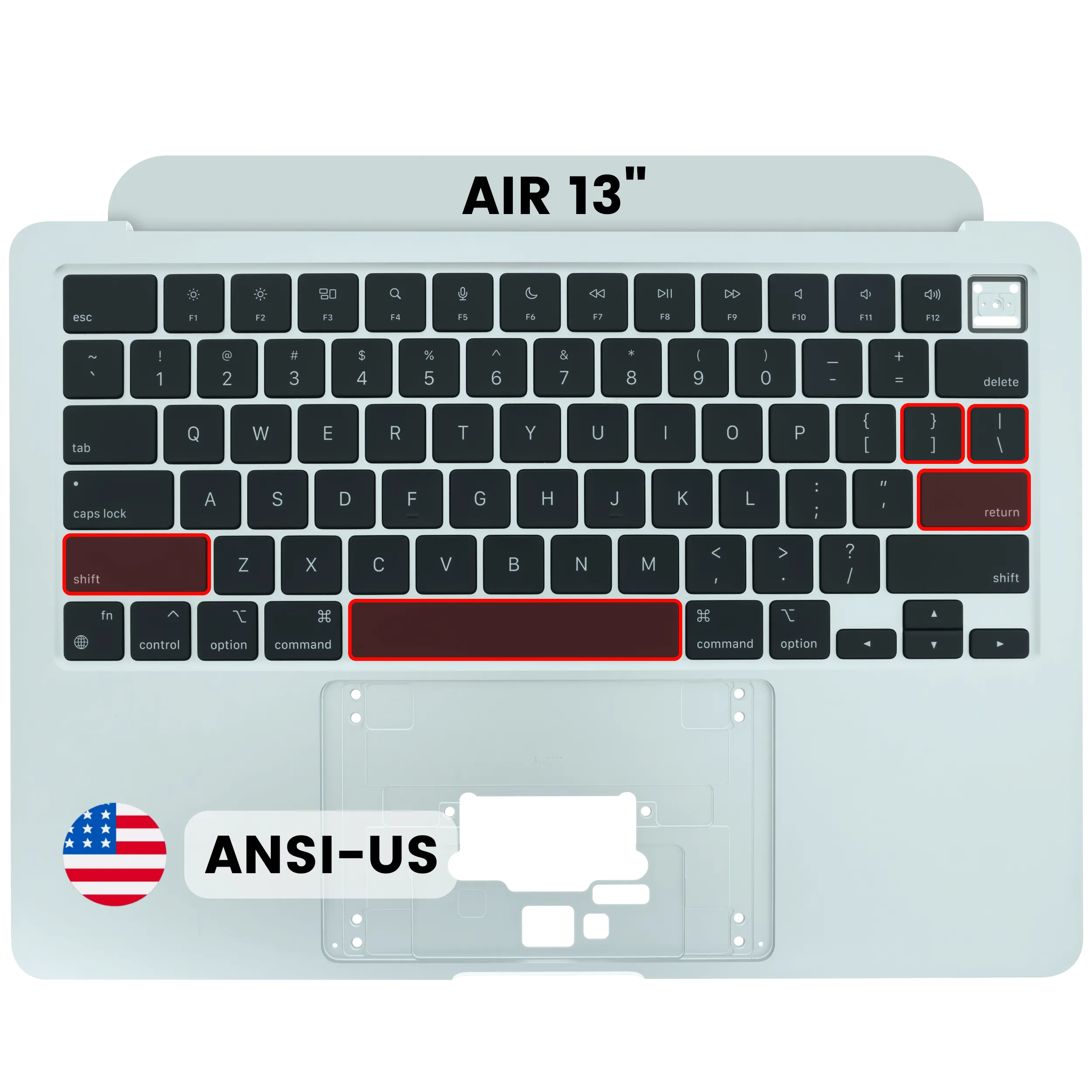 Top Case with Keyboard (ANSI US) For MacBook Air 13" A3240 (2025) (Used OEM Pull: Grade A) (Silver)