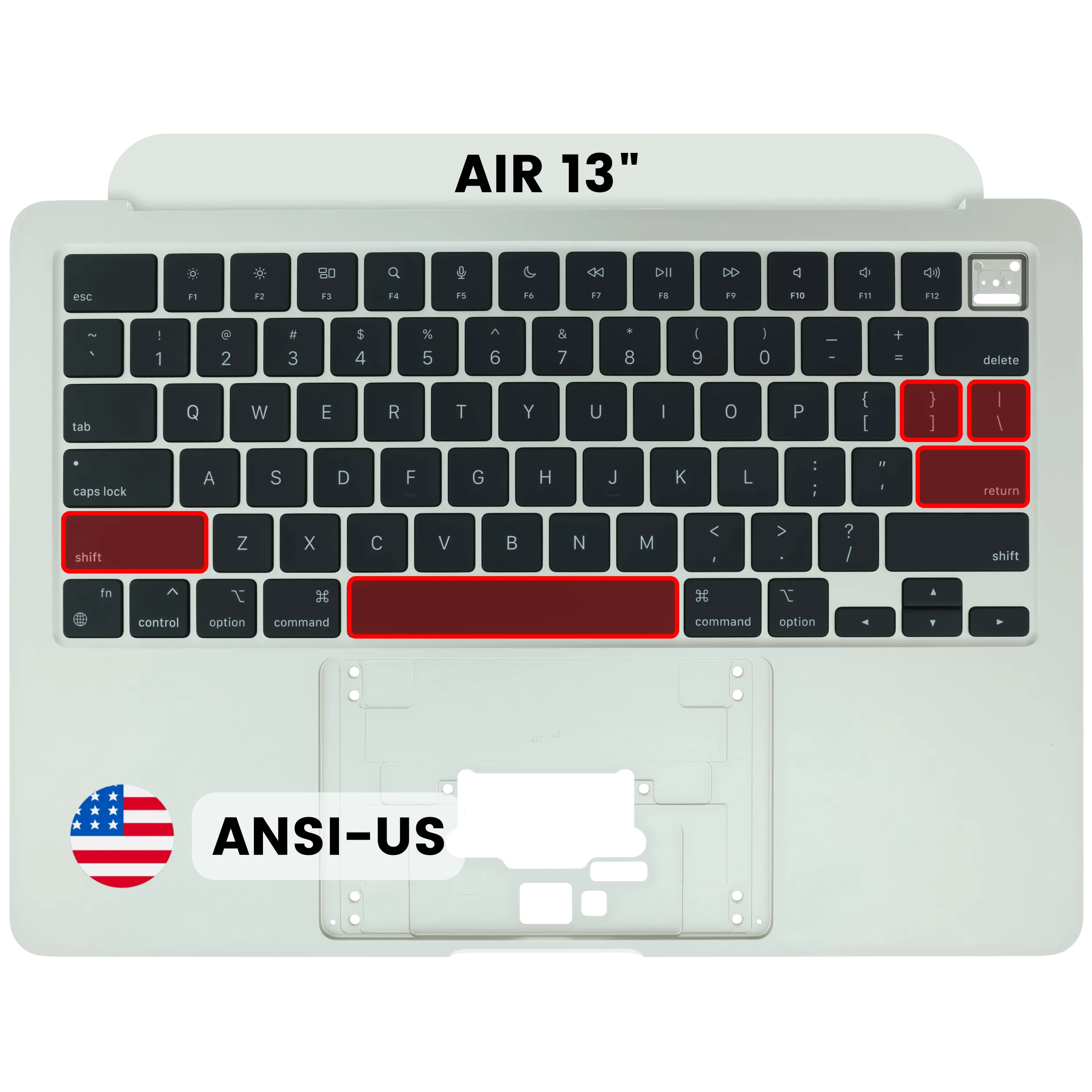 Top Case with Keyboard (ANSI US) For MacBook Air 13" A3240 (2025) (Used OEM Pull: Grade A) (Starlight)