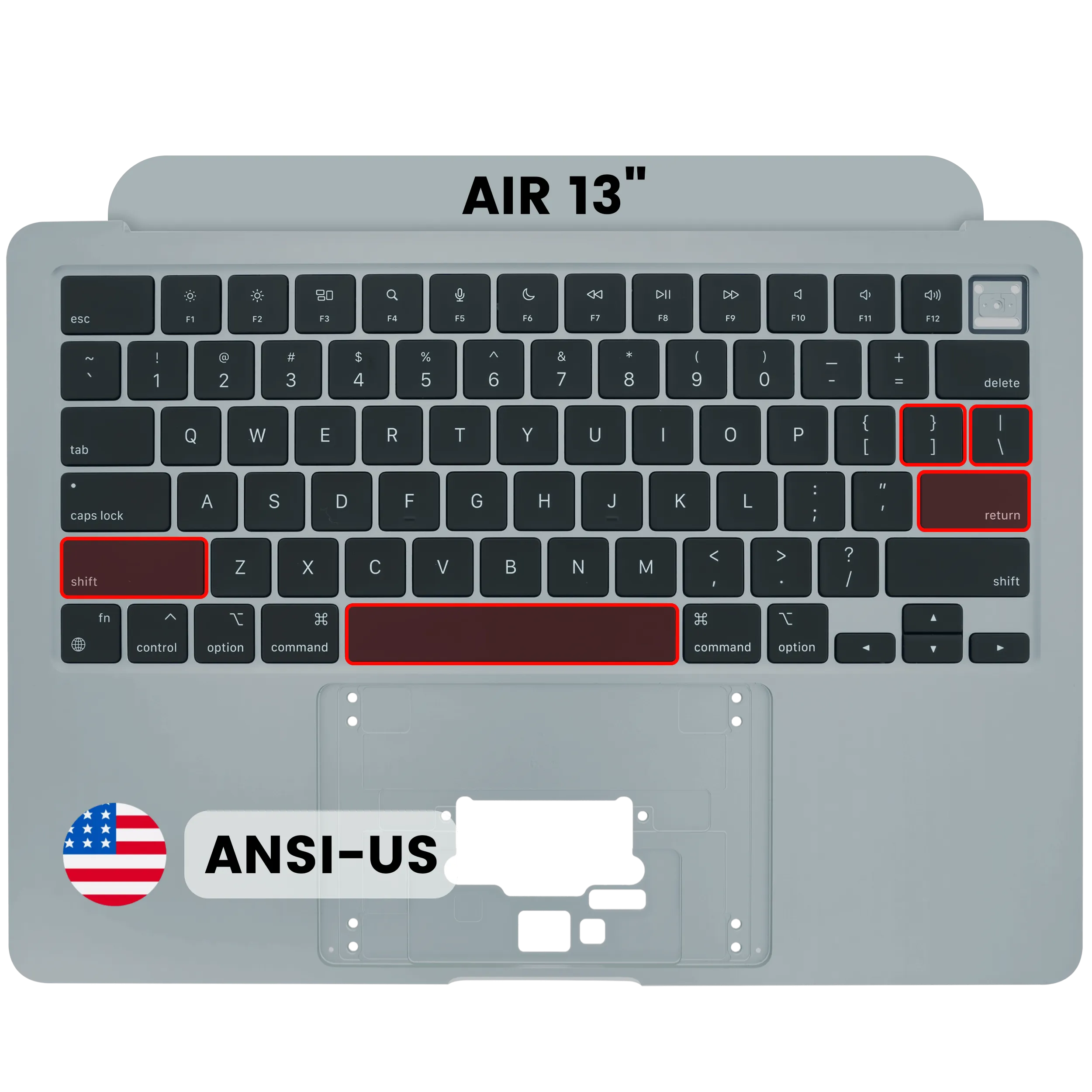 Top Case with Keyboard (ANSI US) For MacBook Air 13" A3113 (2024) (Used OEM Pull: Grade A) (Silver)