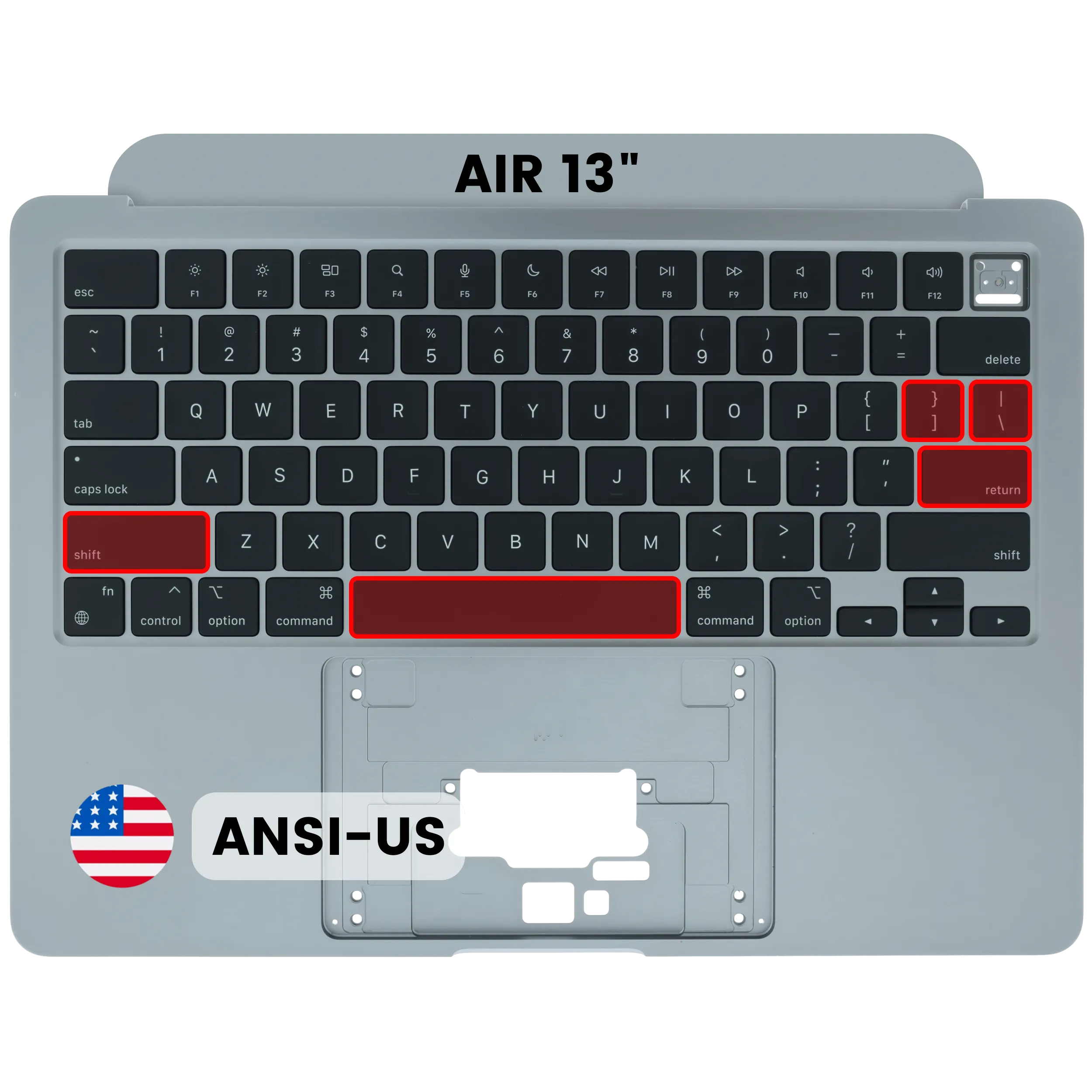 Top Case with Keyboard (ANSI US) For MacBook Air 13" A3113 (2024) (Used OEM Pull: Grade A) (Space Gray)