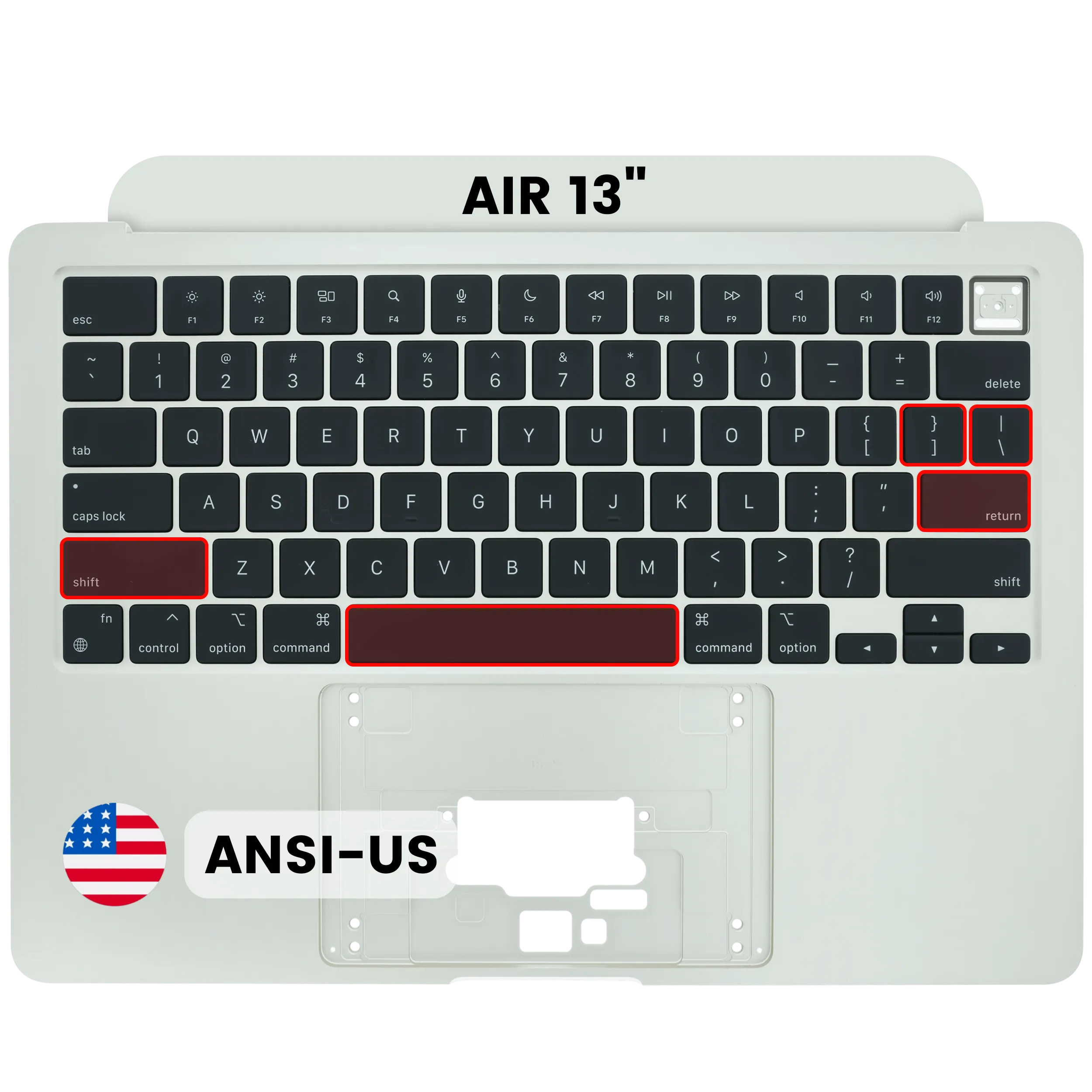 Top Case with Keyboard (ANSI US) For MacBook Air 13" A3113 (2024) (Used OEM Pull: Grade A) (Starlight)