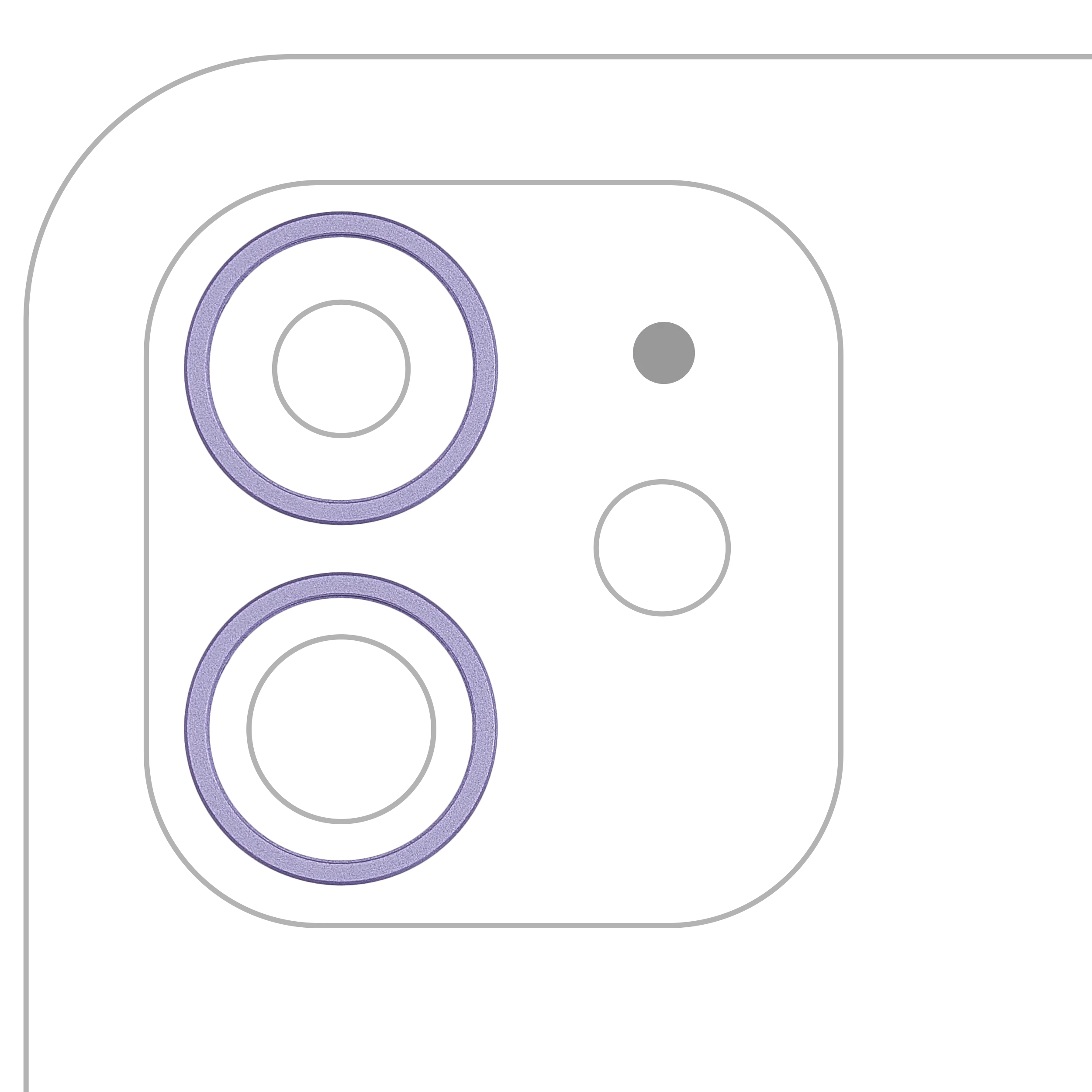 Back Camera Bezel Ring Only For iPhone 11 / 12 / 12 Mini (2 Piece Set) (Purple)