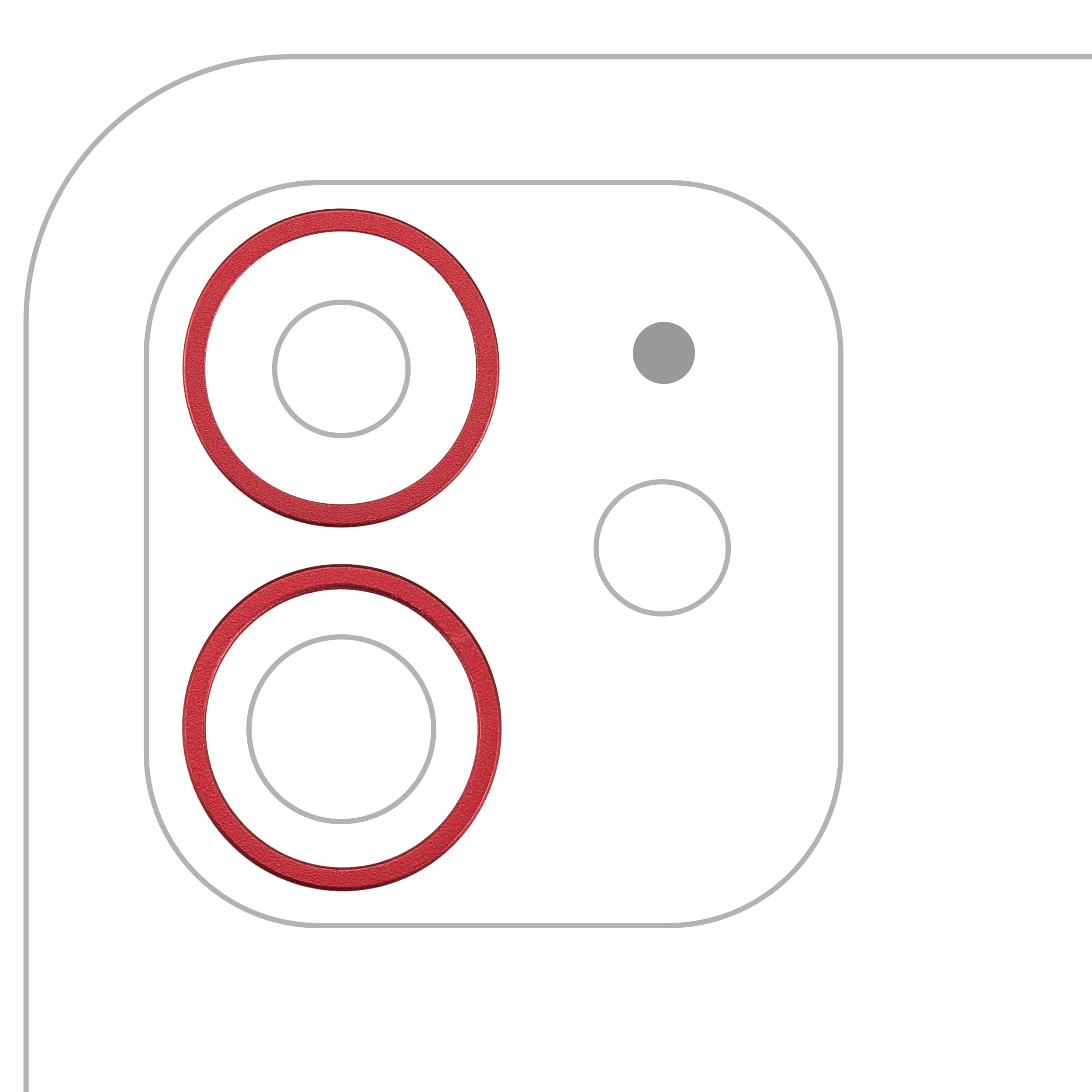 Back Camera Bezel Ring Only For iPhone 11 / 12 / 12 Mini (2 Piece Set) (Red)