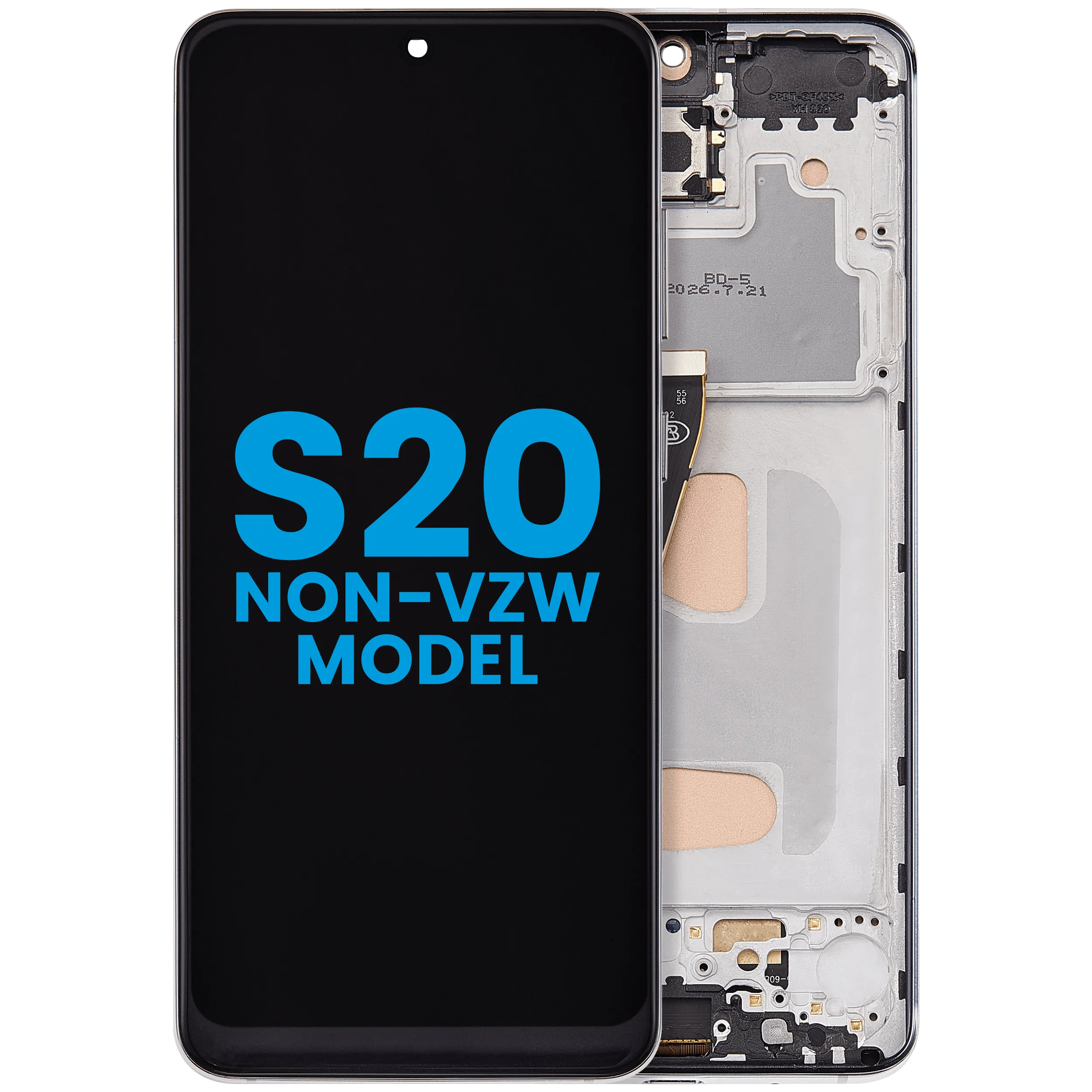 LCD Assembly With Frame (Without FingerPrint Sensor) For Samsung Galaxy S20 (Non-Verizon 5G UW Frame) (Aftermarket: Incell) (Cloud White)