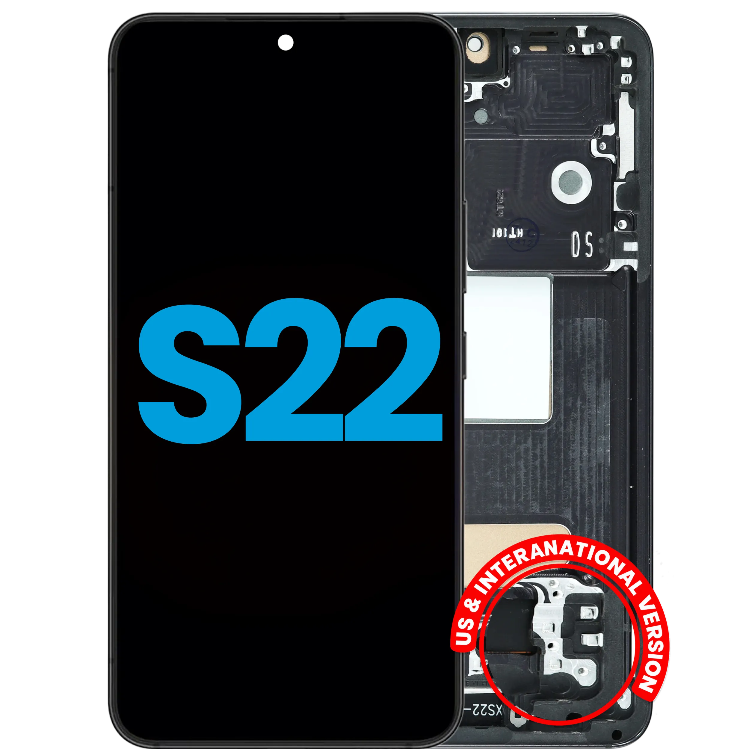 LCD Assembly With Frame (Without FingerPrint Sensor) For Samsung Galaxy S22 5G (Aftermarket: Incell) (Phantom Black)