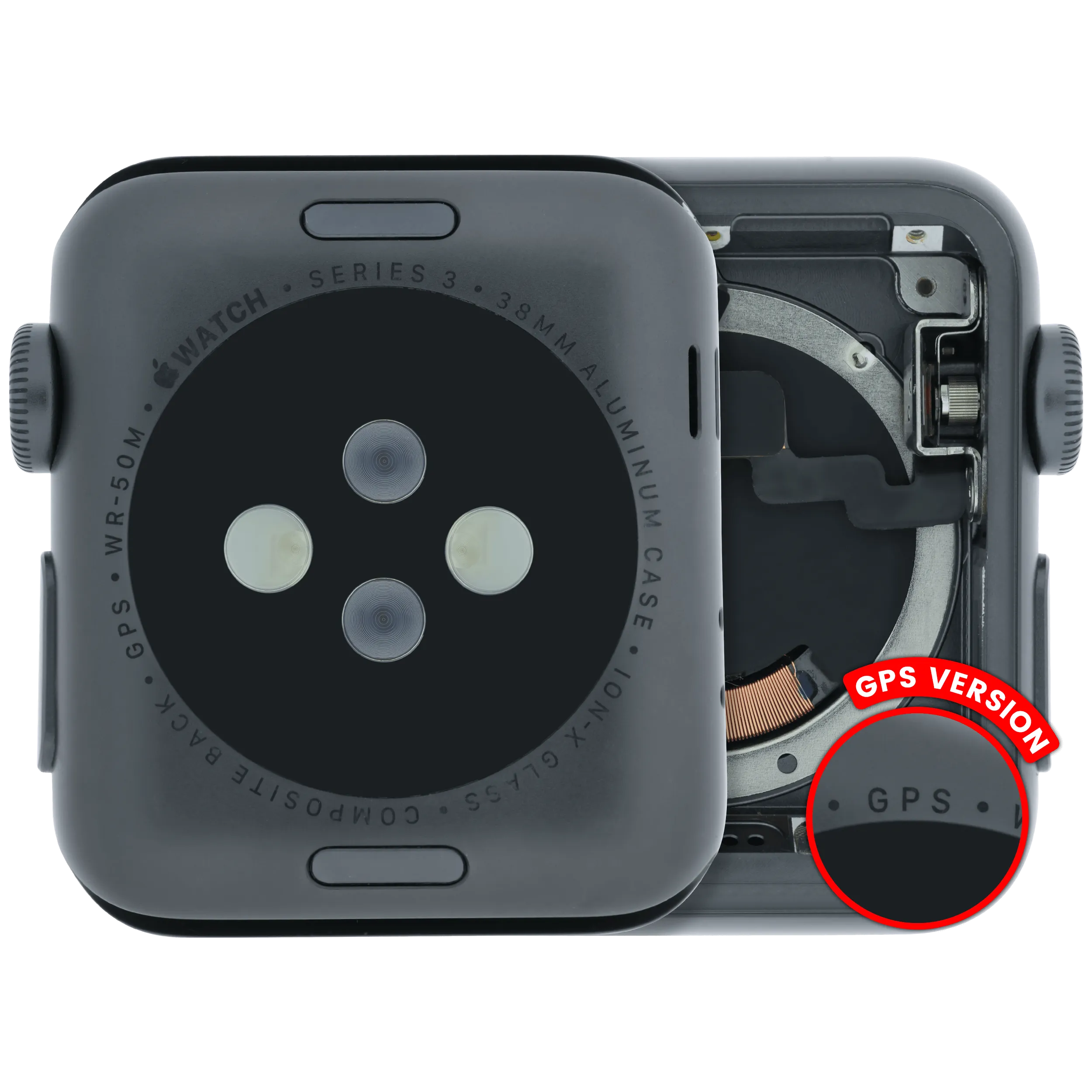 Housing Assembly Compatible For Watch Series 3 (38MM) (Used OEM Pull: Grade A) (GPS Version) (Aluminum / Space Black)
