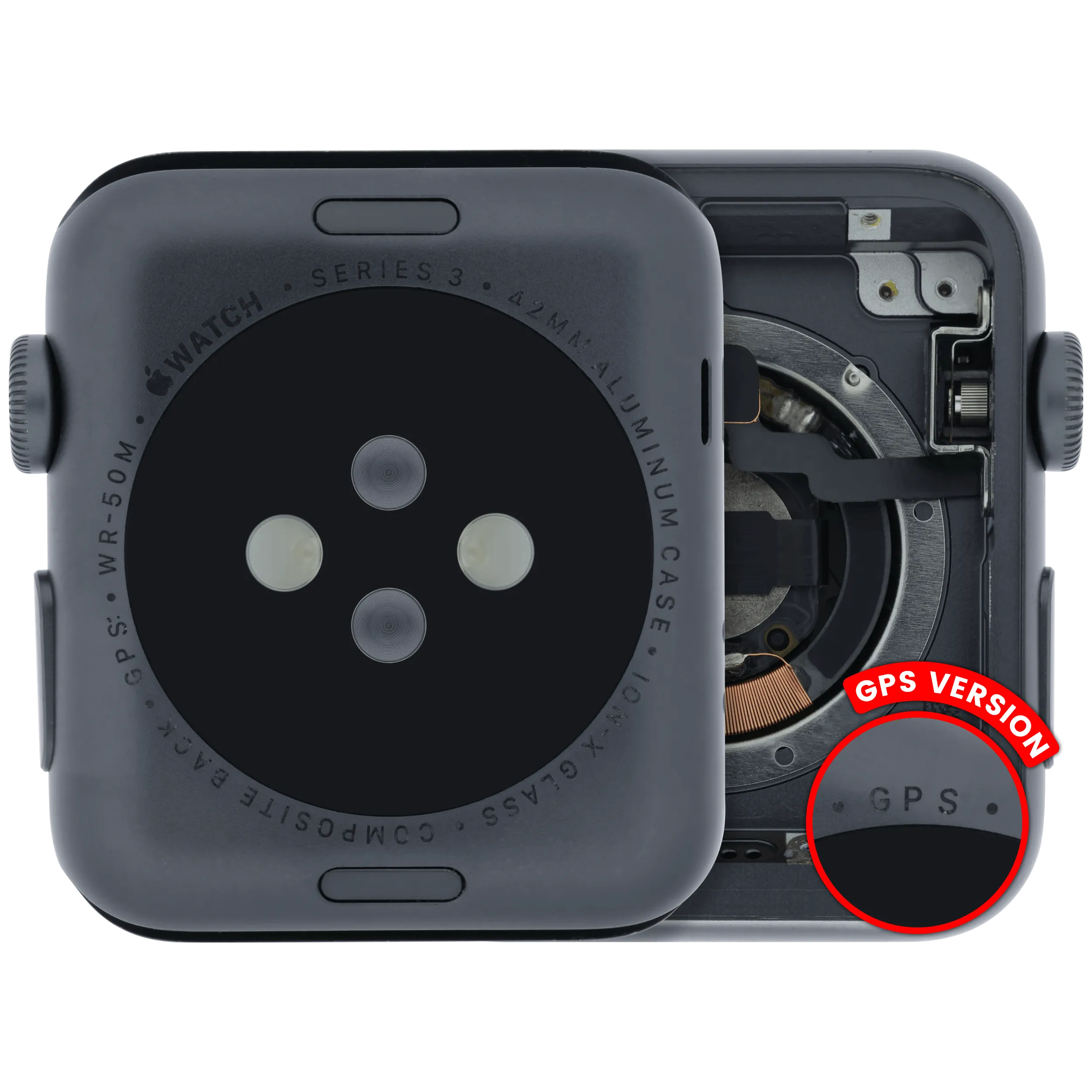 Housing Assembly Compatible For Watch Series 3 (42MM) (Used OEM Pull: Grade A) (GPS Version) (Aluminum / Space Black)