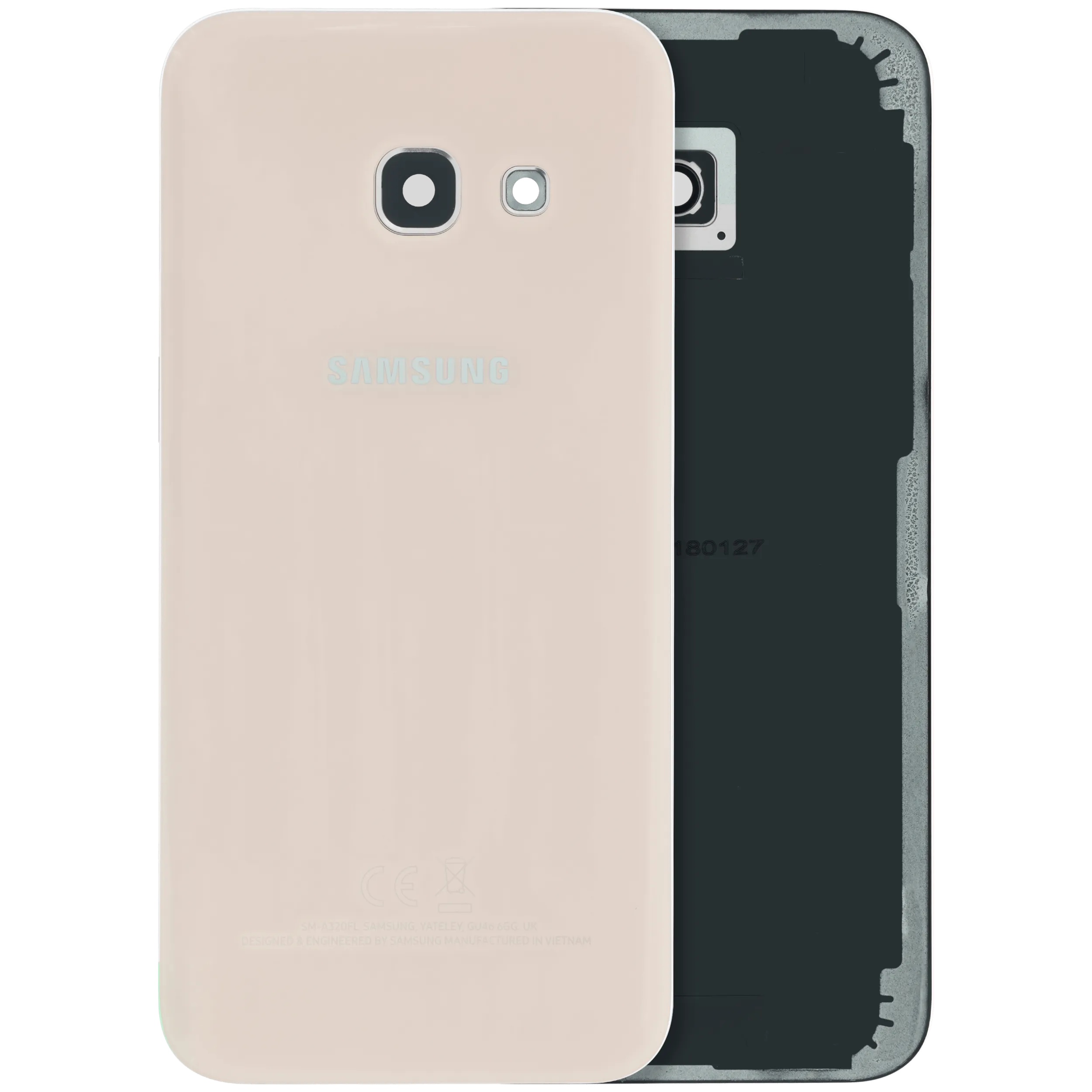 Back Cover Glass With Camera Lens For Samsung Galaxy A3 (A320 / 2017) (Service Pack) (Pink)