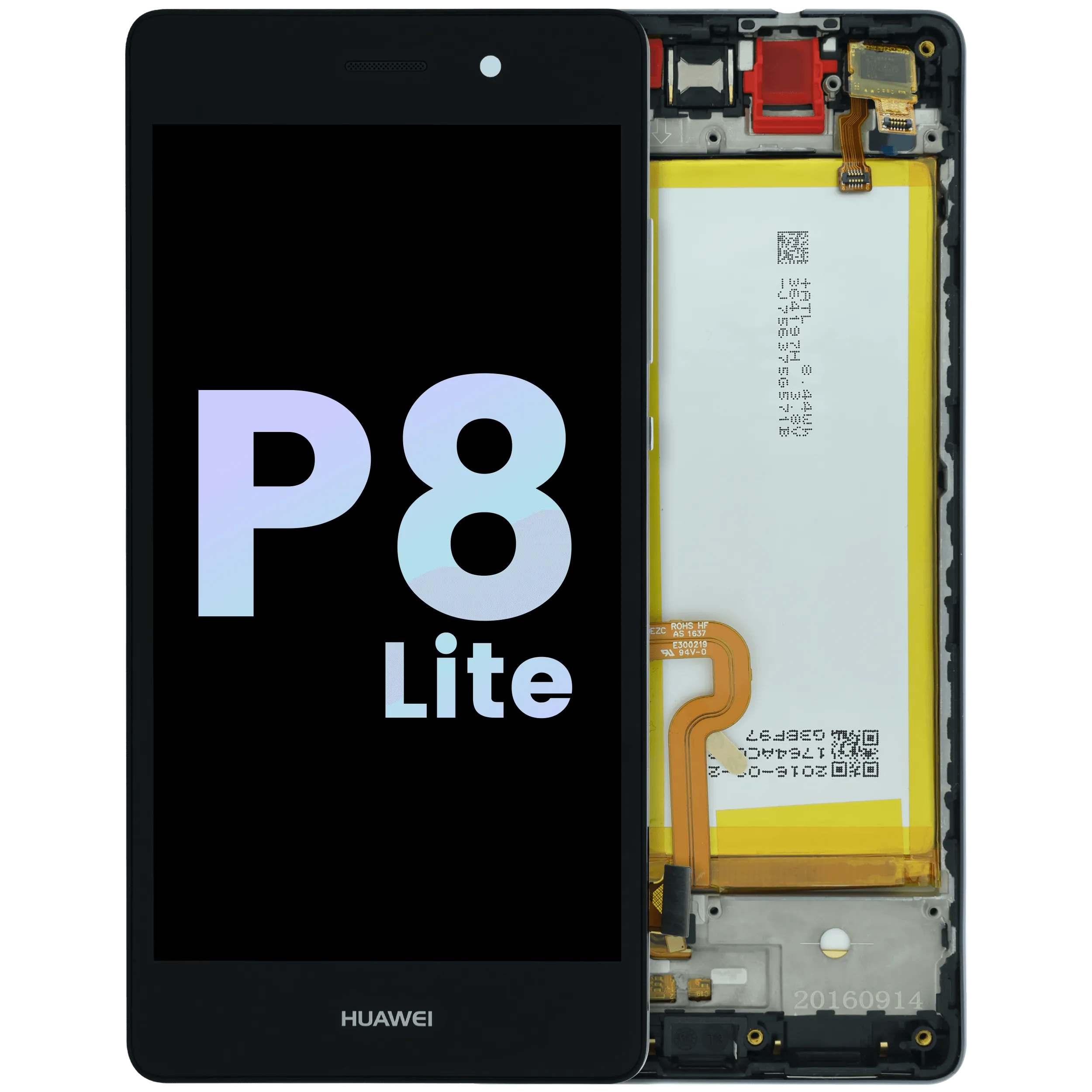 LCD Assembly With Frame For Huawei P8 Lite ALE-L21 (2015) (Huawei Genuine) (Black)