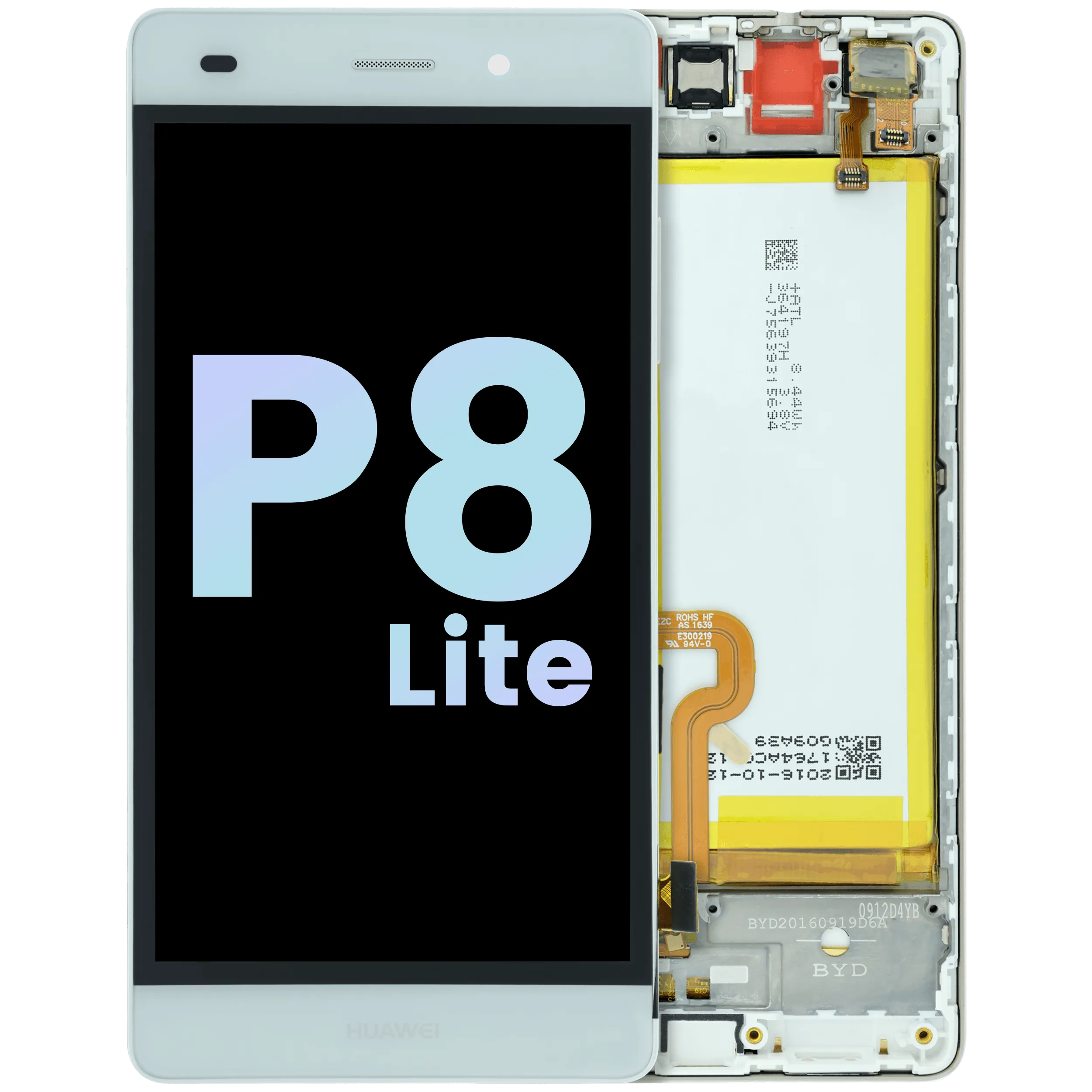 LCD Assembly With Frame For Huawei P8 Lite ALE-L21 (2015) (Huawei Genuine) (White)