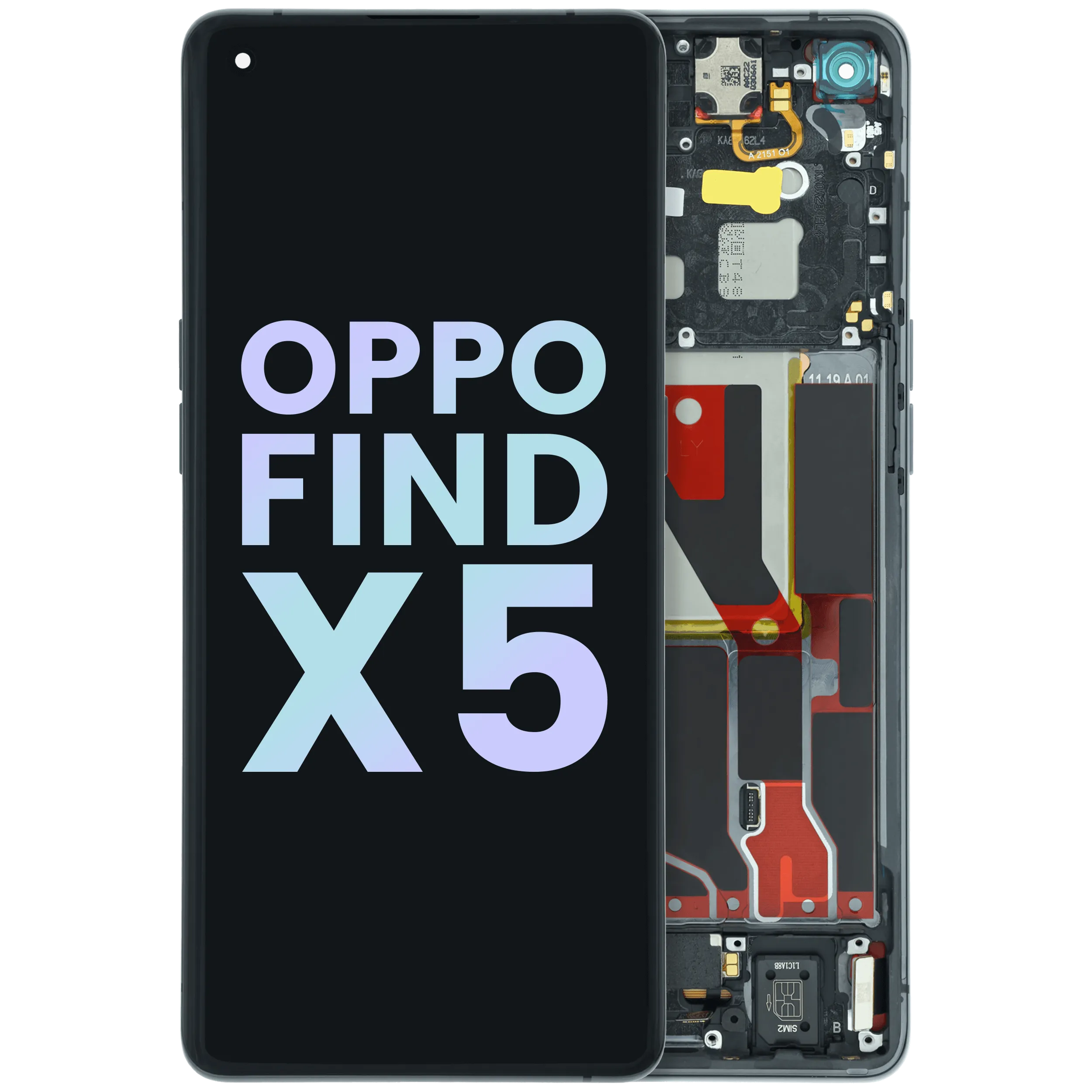 OLED Assembly With Frame For OPPO Find X5 CPH2307 (Genuine) (Black)