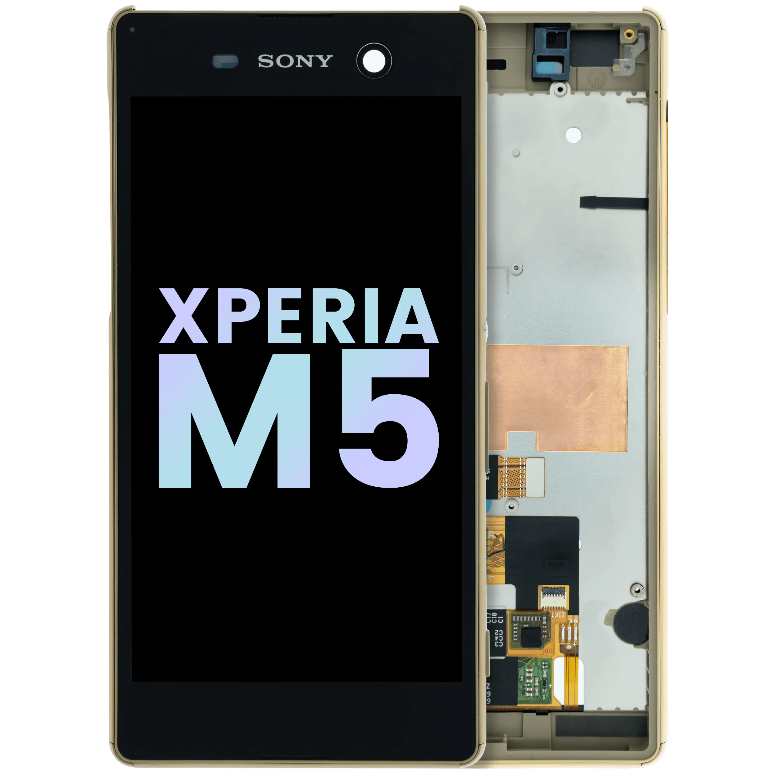 LCD Assembly With Frame For Sony Xperia M5 E5603 (Genuine) (Gold)
