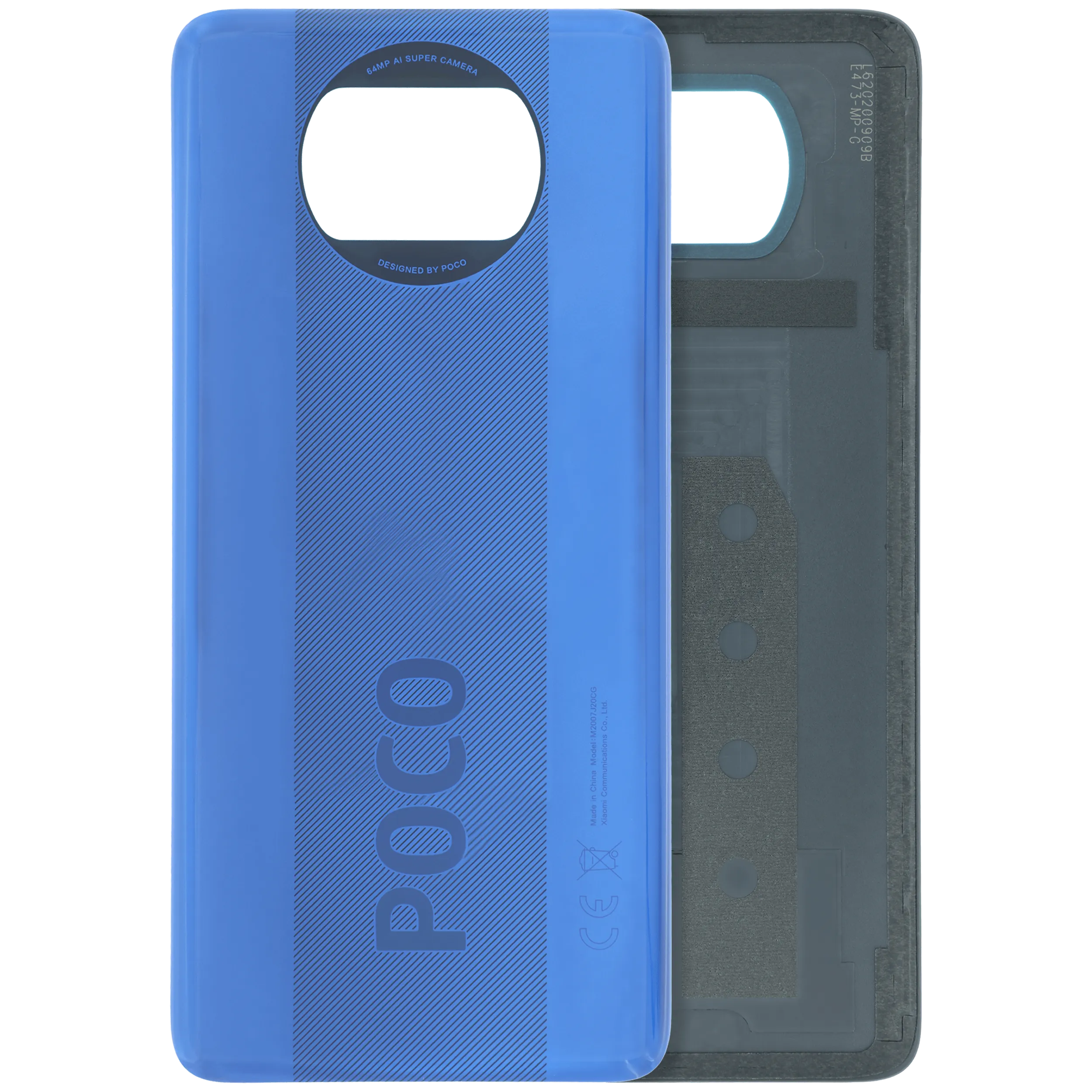 Back Cover Glass Without Camera Lens For Xiaomi Poco X3 (Genuine) (Blue)