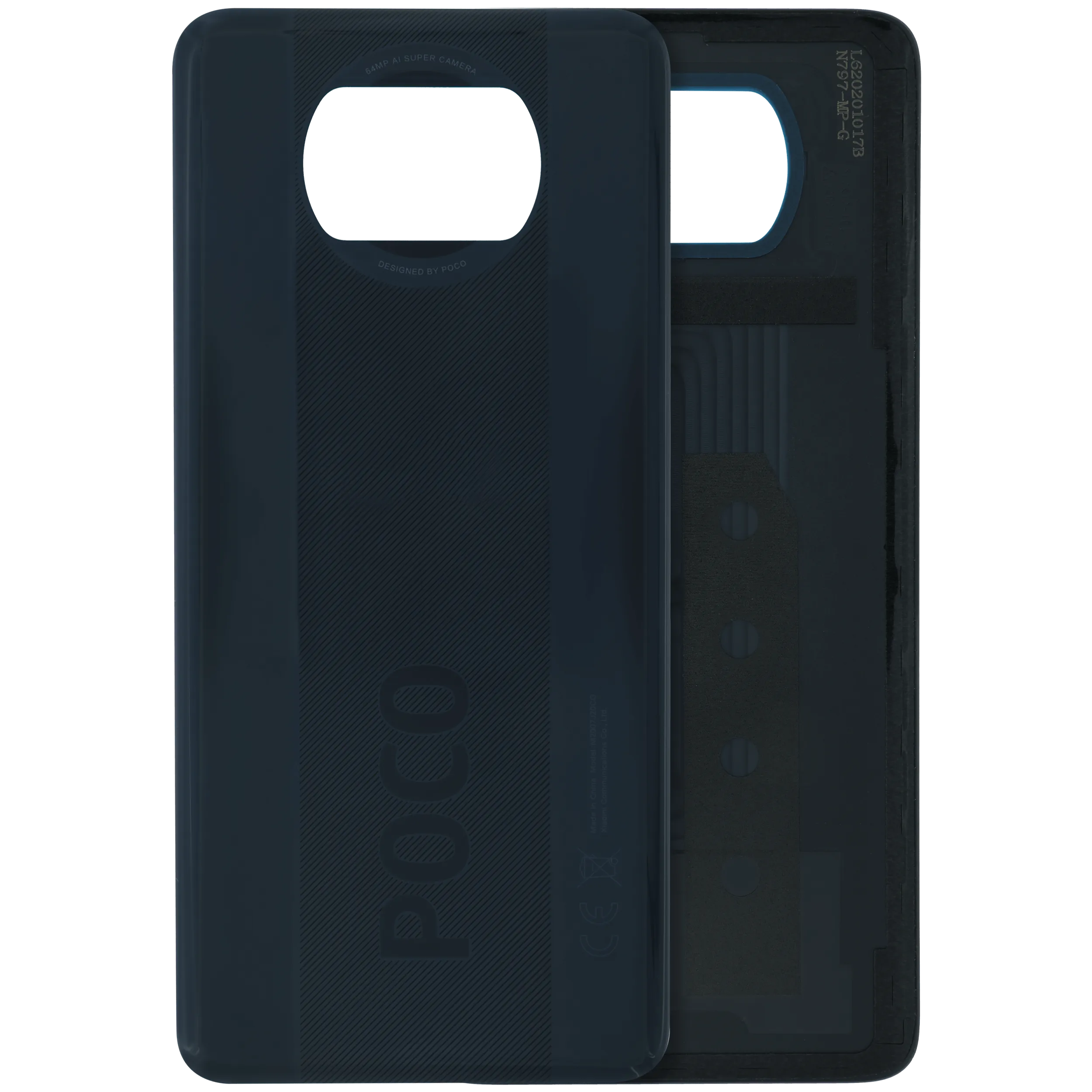 Back Cover Glass Without Camera Lens For Xiaomi Poco X3 (Genuine) (Black)