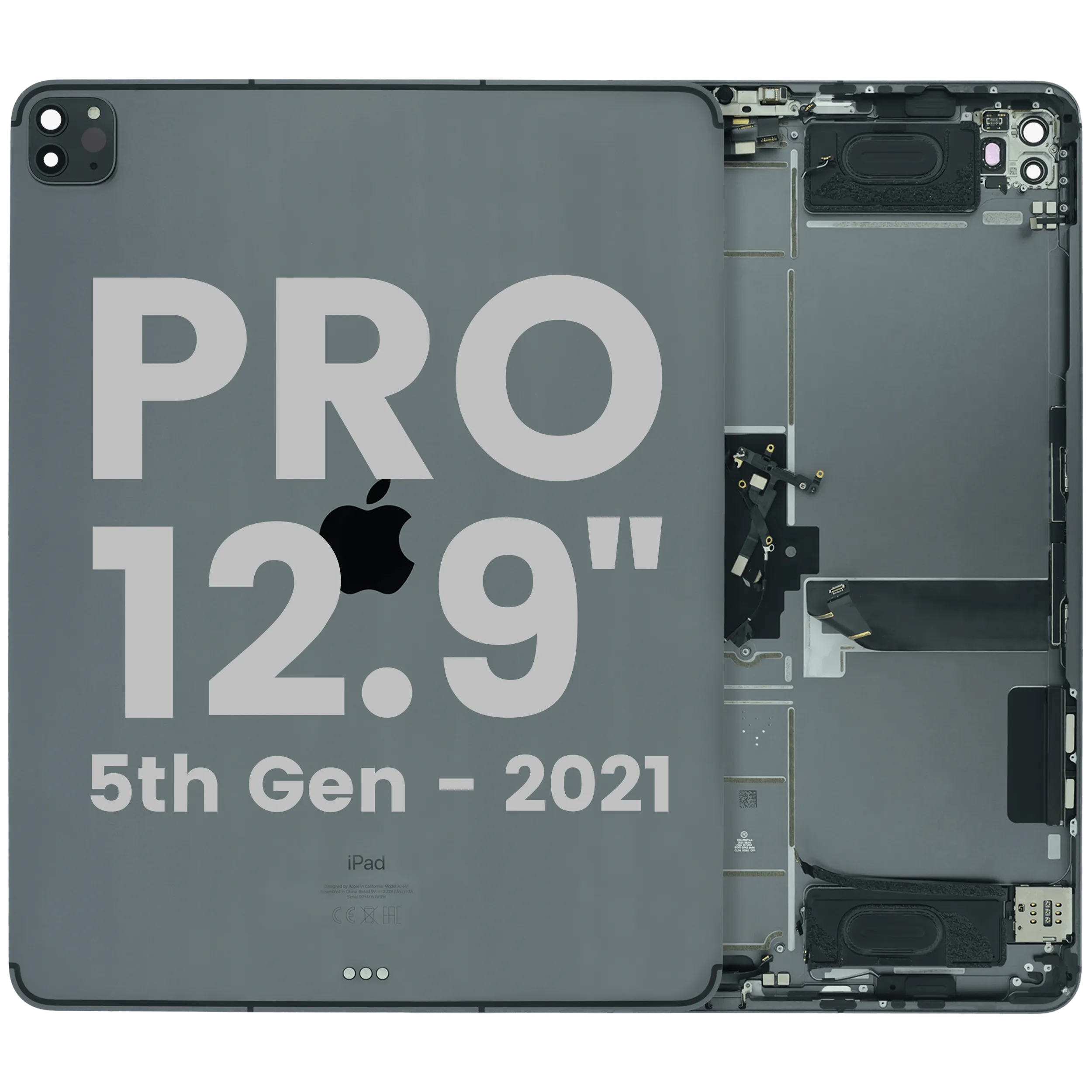 Back Cover With Small Components For iPad Pro 12.9'' 5th Gen (2021) (Used OEM Pull Grade A) (Space Grey)