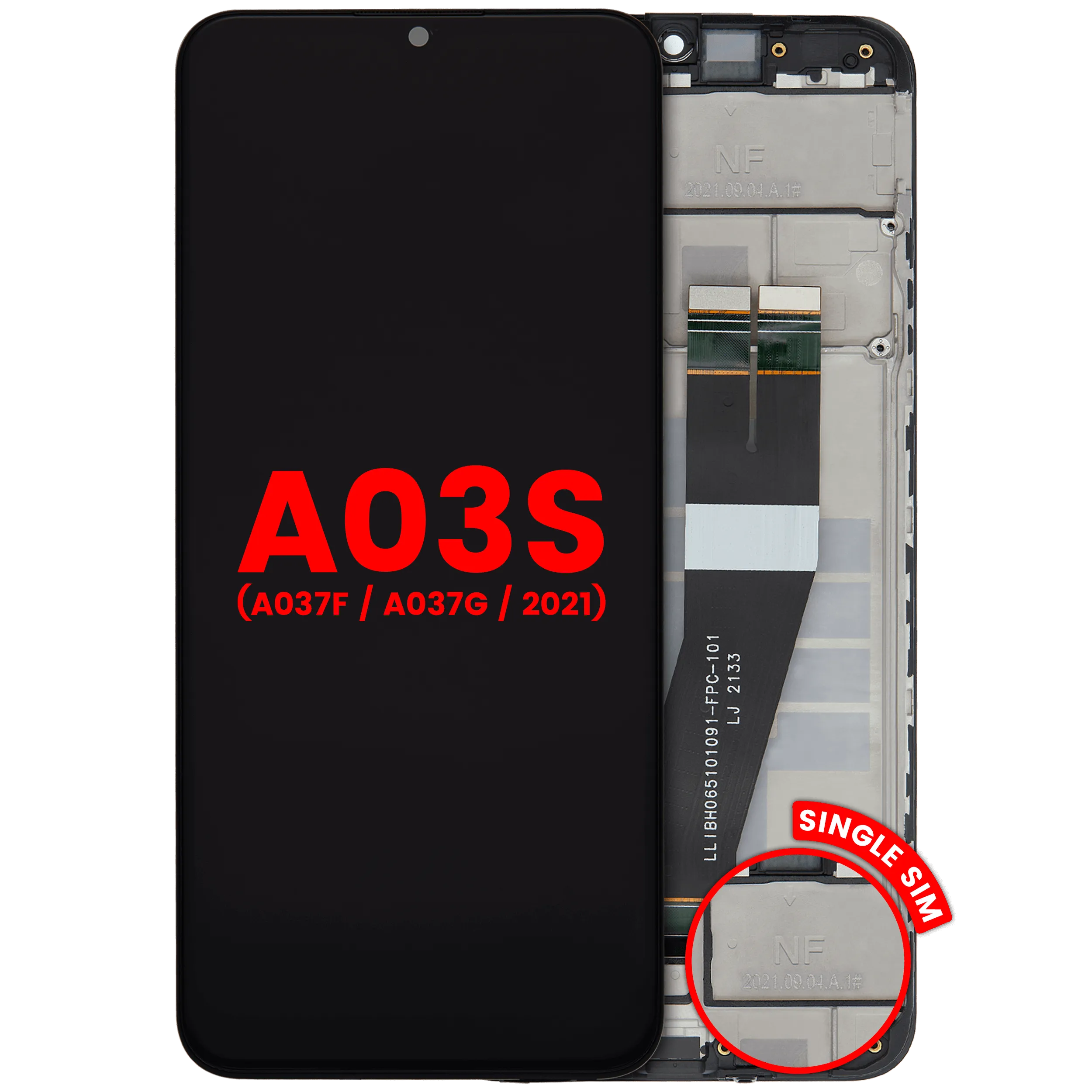 LCD Assembly With Frame For Samsung Galaxy A03s (A037F / A037G / 2021) (Single Sim) (Type C Frame) (Aftermarket Plus) (All Colors)