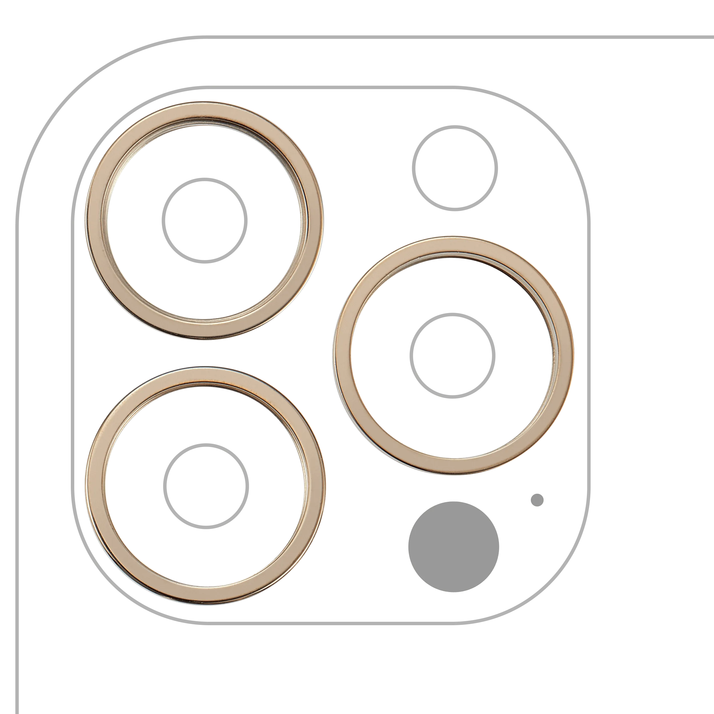 Back Camera Bezel Ring Only For iPhone 13 Pro / 13 Pro Max (3 Piece Set) (Gold) (10 Pack)