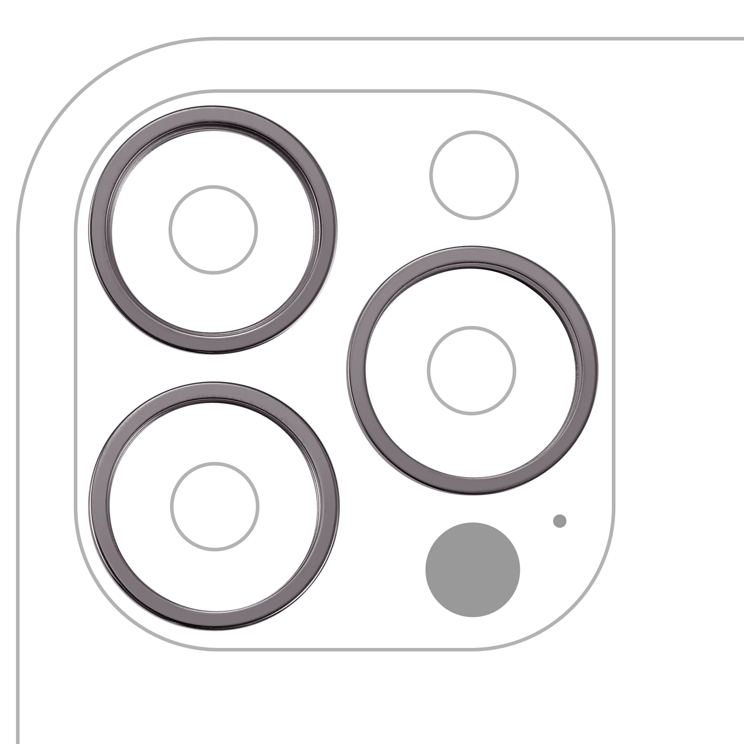Back Camera Bezel Ring Only For iPhone 13 Pro / 13 Pro Max (3 Piece Set) (Graphite) (10 Pack)