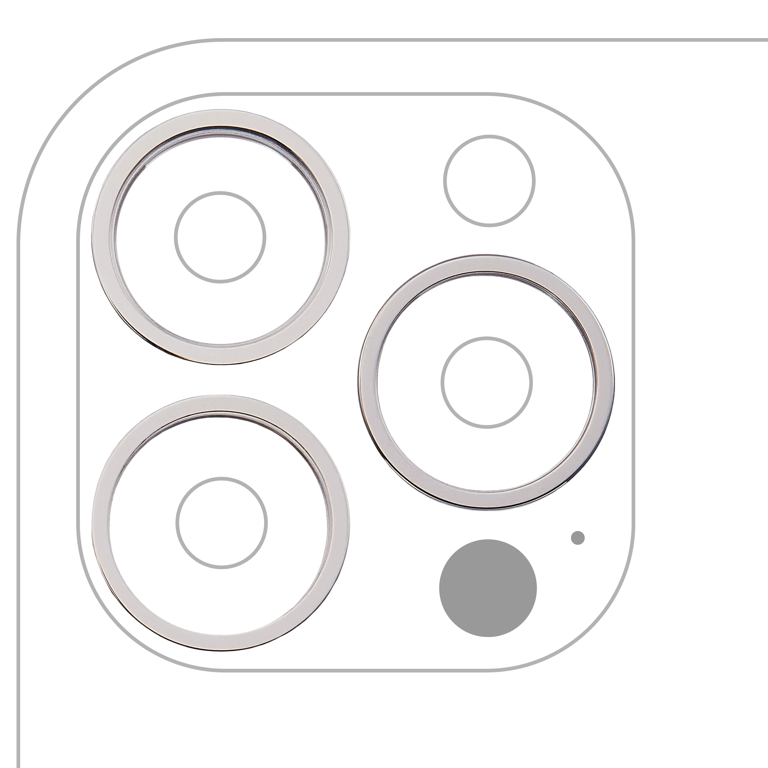 Back Camera Bezel Ring Only For iPhone 13 Pro / 13 Pro Max (3 Piece Set) (Silver) (10 Pack)