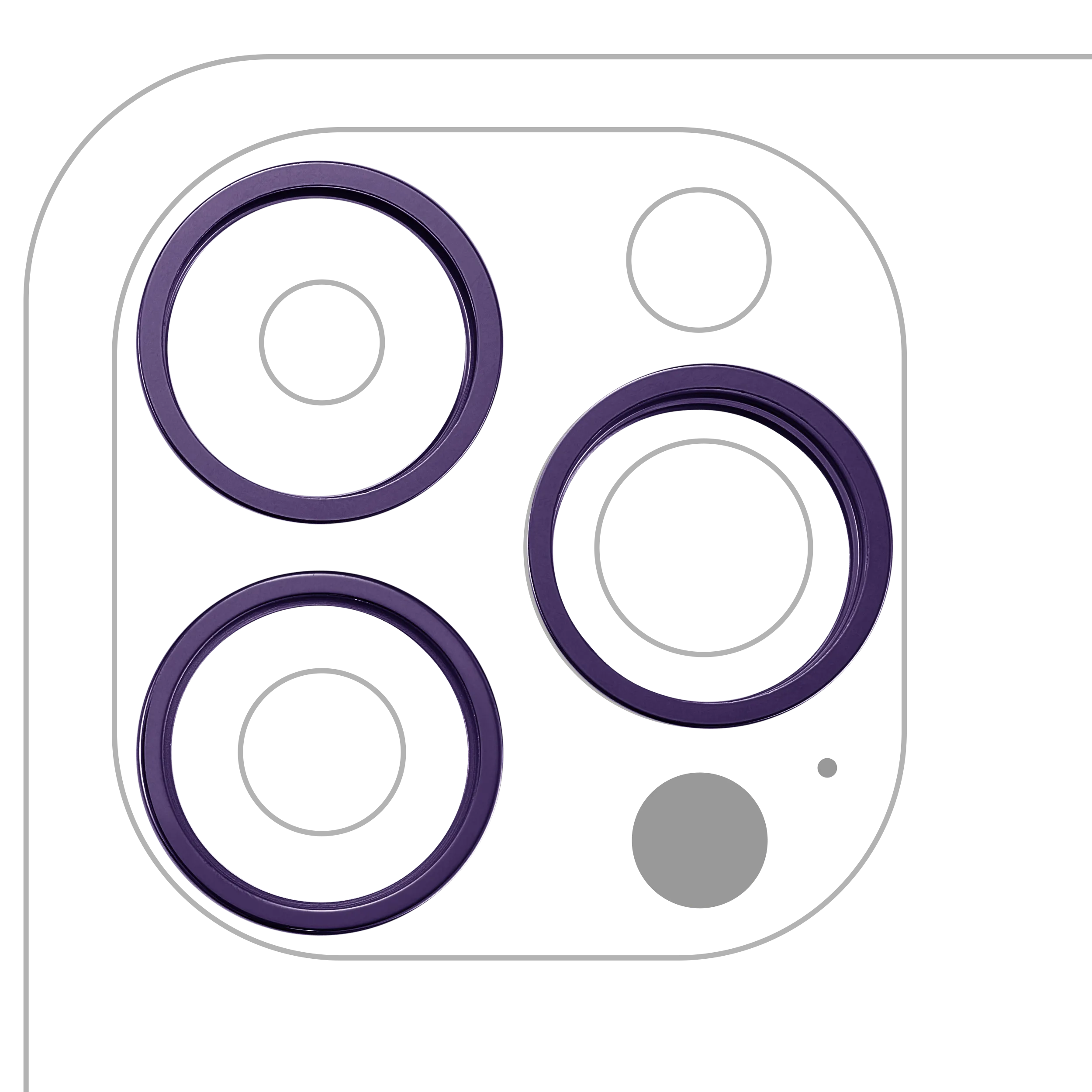 Back Camera Bezel Ring Only For iPhone 14 Pro / 14 Pro Max (3 Piece Set) (Deep Purple) (10 Pack)
