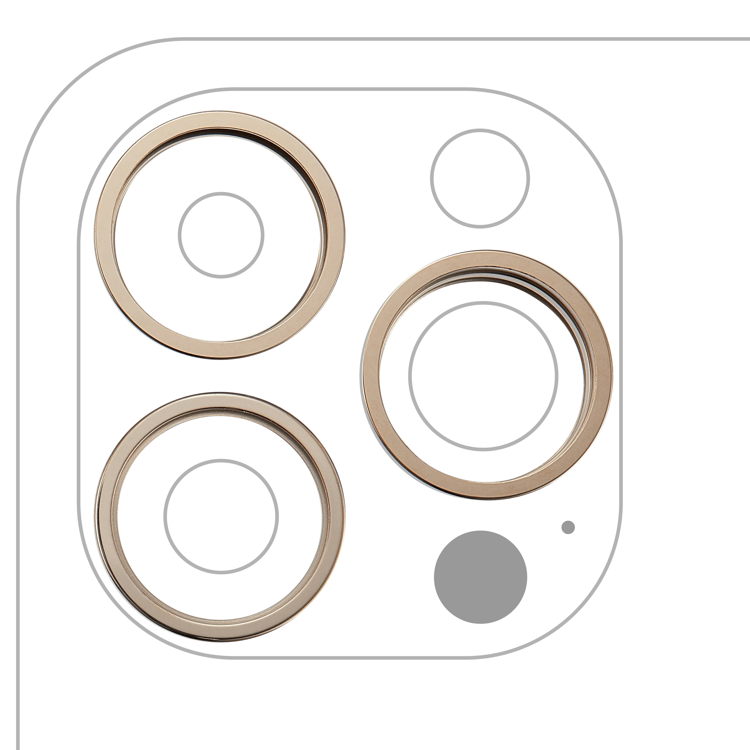 Back Camera Bezel Ring Only For iPhone 14 Pro / 14 Pro Max (3 Piece Set) (Gold) (10 Pack)