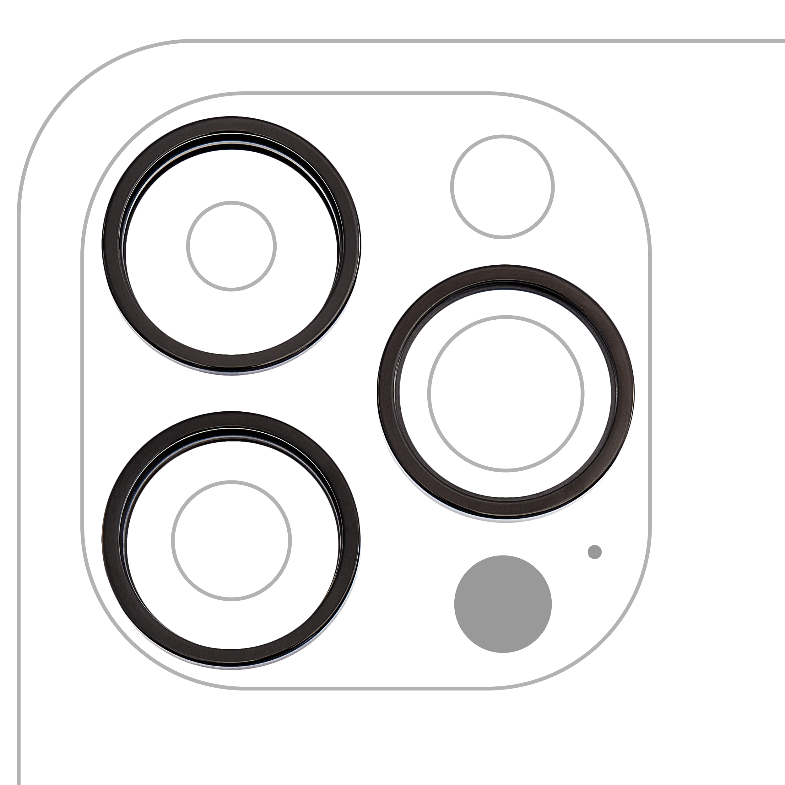 Back Camera Bezel Ring Only For iPhone 14 Pro / 14 Pro Max (3 Piece Set) (Space Black) (10 Pack)