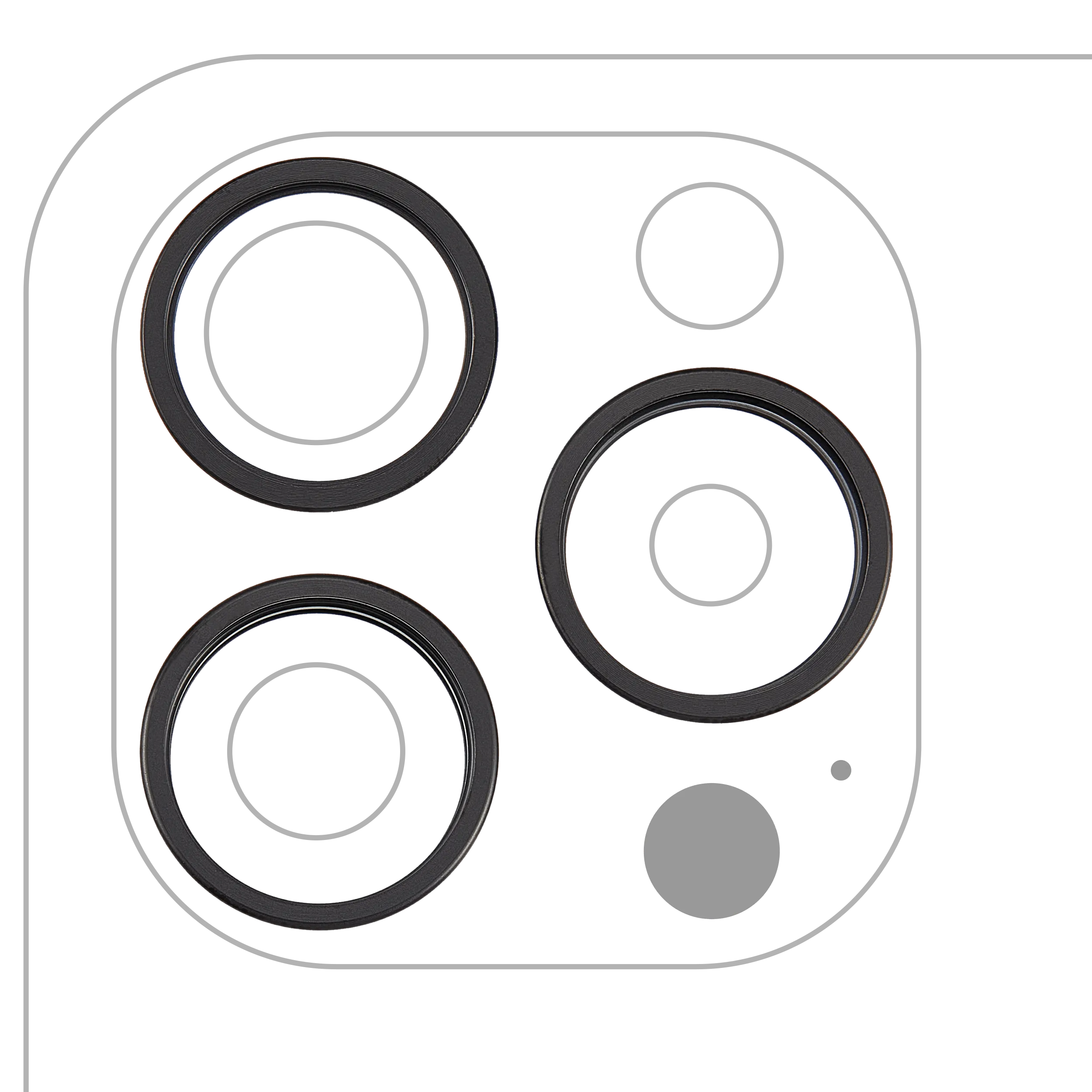 Back Camera Bezel Ring Only For iPhone 15 Pro (3 Piece Set) (Black Titanium) (10 Pack)