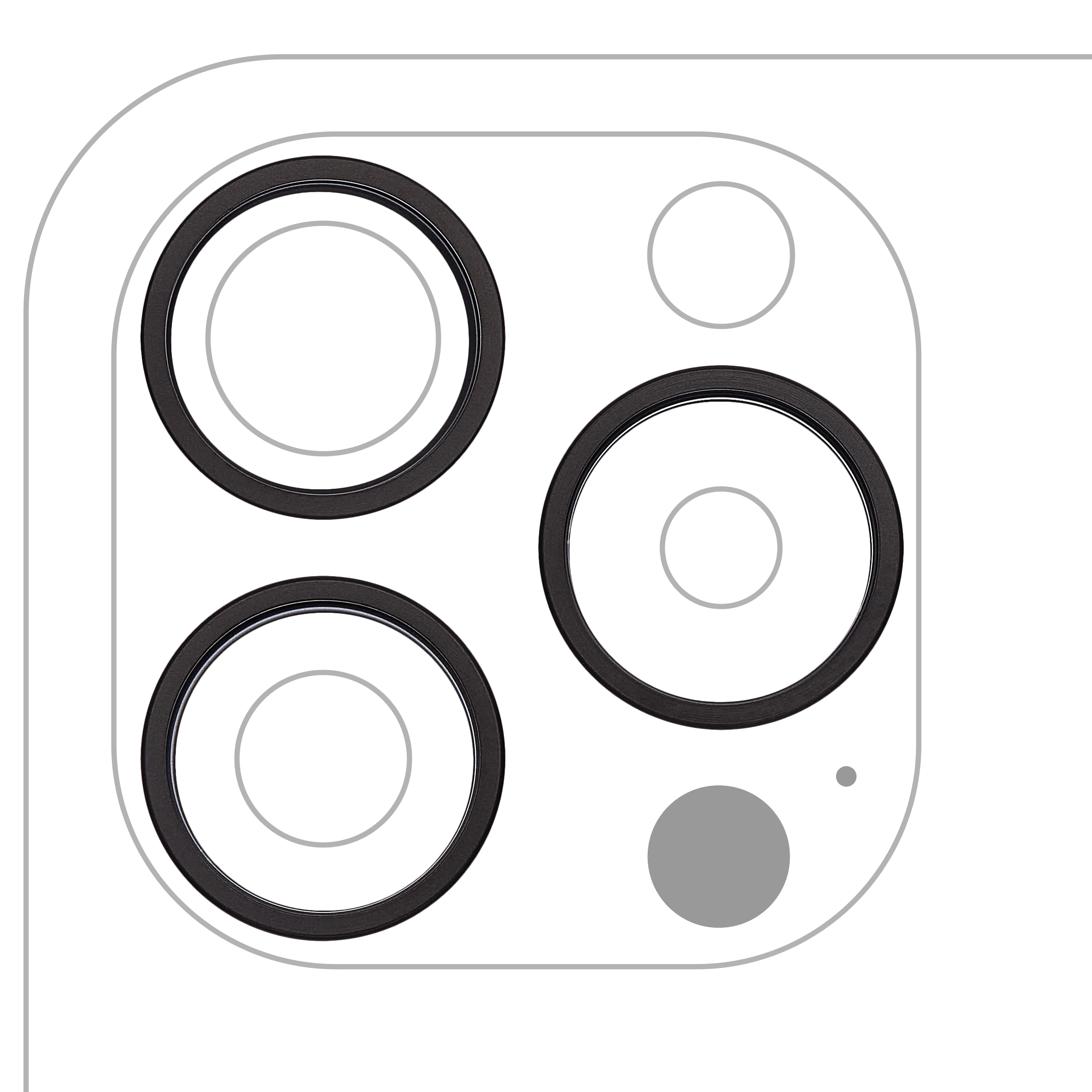 Back Camera Bezel Ring Only For iPhone 15 Pro Max (3 Piece Set) (Black Titanium) (10 Pack)