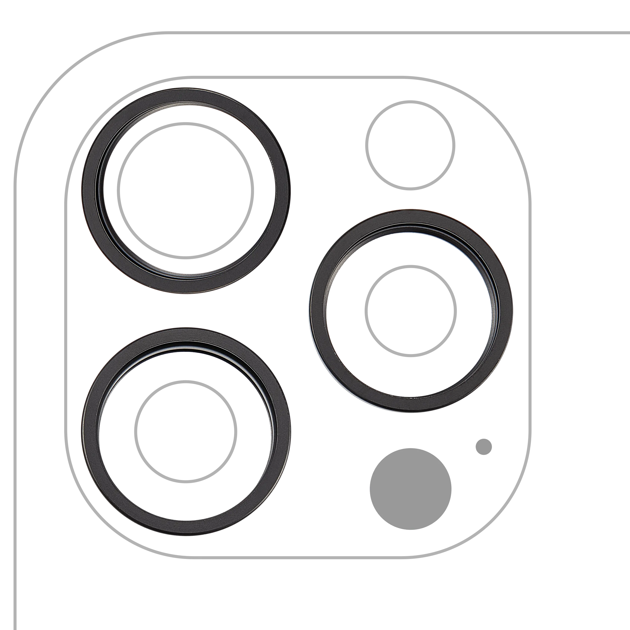 Back Camera Bezel Ring Only For iPhone 16 Pro / 16 Pro Max (3 Piece Set) (Black Titanium) (10 Pack)