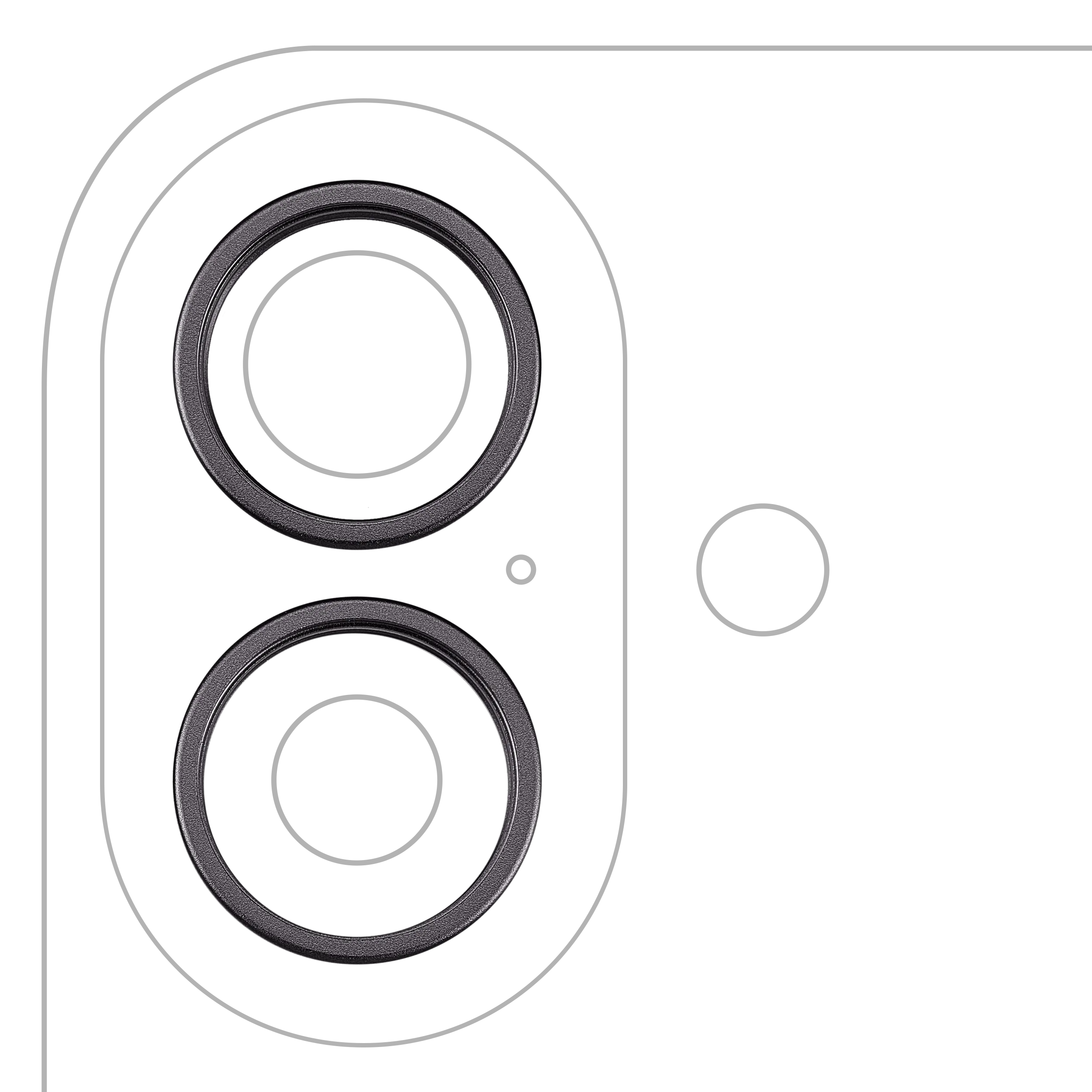 Back Camera Bezel Ring Only For iPhone 17 (2 Piece Set) (Black) (10 Pack)