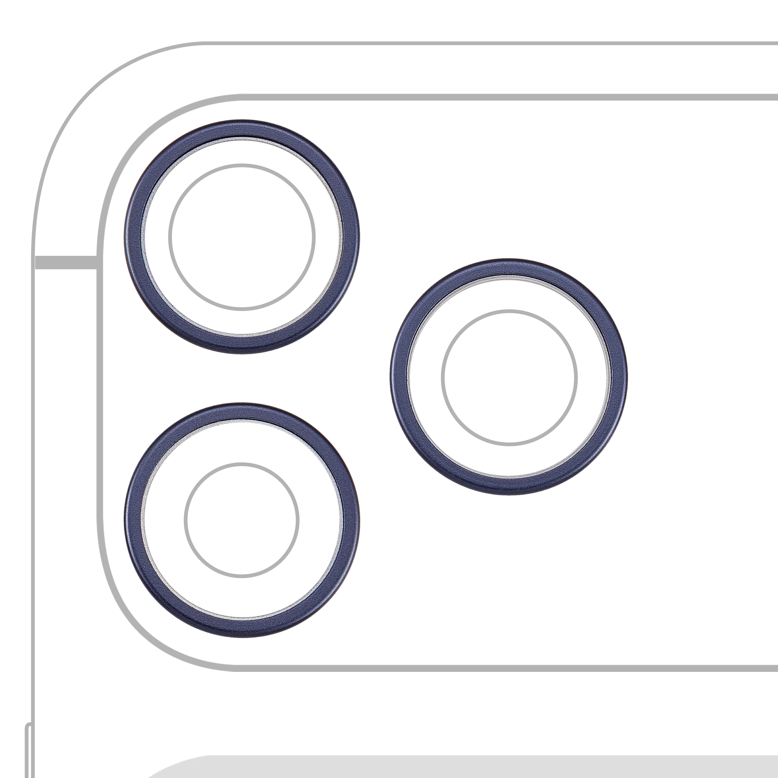 Back Camera Bezel Ring Only For iPhone 17 Pro / 17 Pro Max (3 Piece Set) (Deep Blue) (10 Pack)