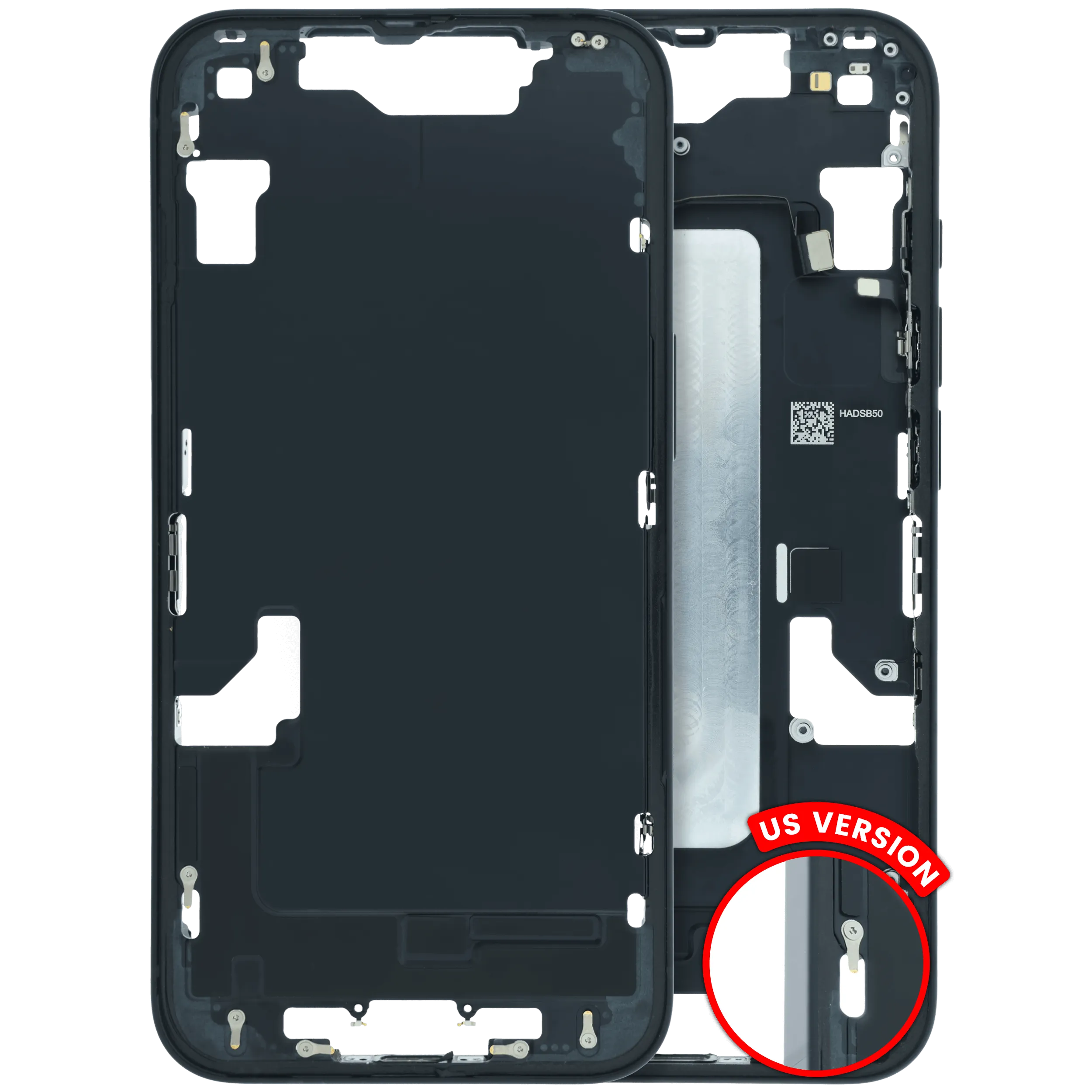 Mid-Frame Housing With Small Parts For iPhone 16e / 17e (US Version) (Used OEM Pull: Grade C) (Black)