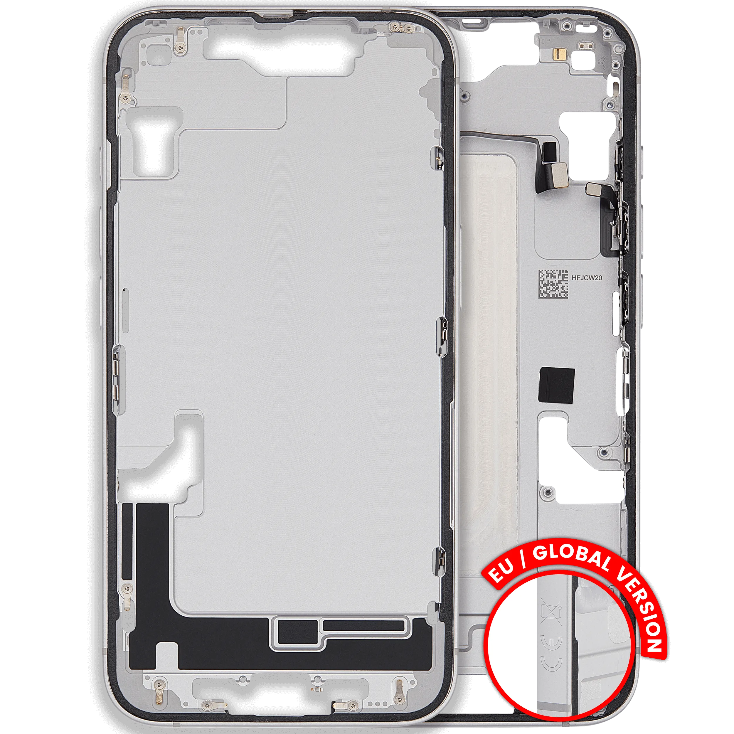 Mid-Frame Housing W/ Small Parts For iPhone 16e / 17e (EU / Global Version) (Used OEM Pull: Grade C) (White)