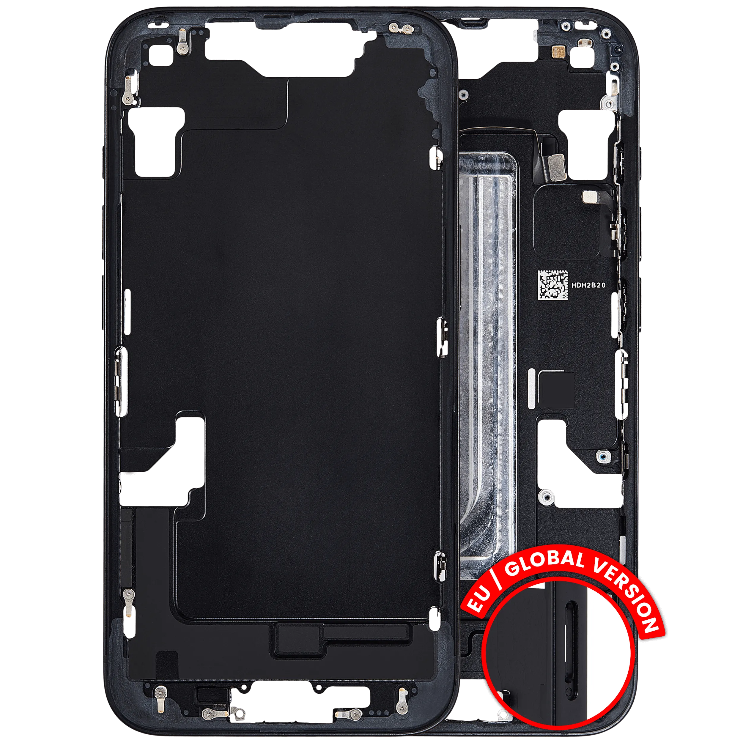 Mid-Frame Housing W/ Small Parts For iPhone 16e / 17e (EU / Global Version) (Used OEM Pull: Grade C) (Black)