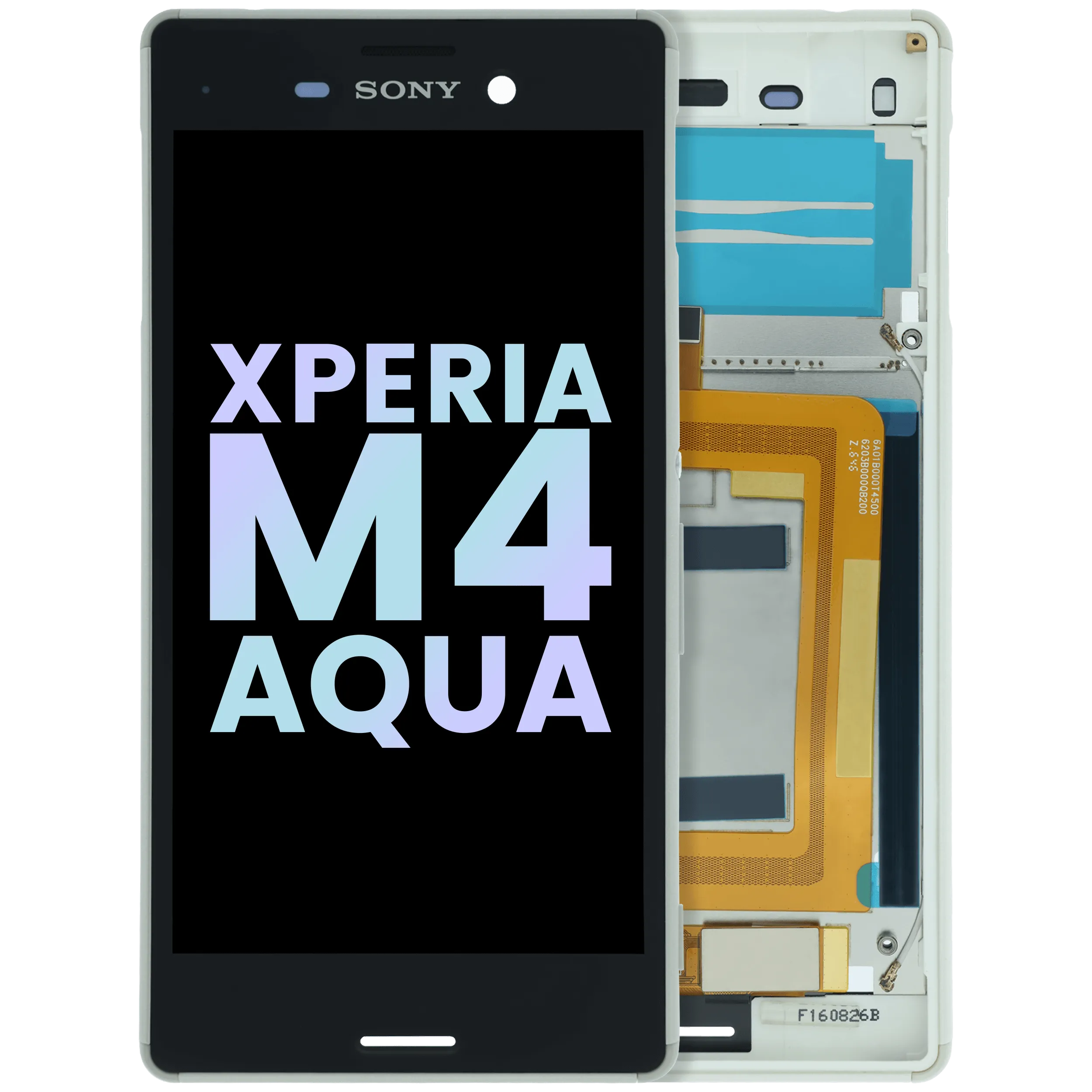 LCD Assembly With Frame for Sony Xperia M4 Aqua (Genuine) (White)