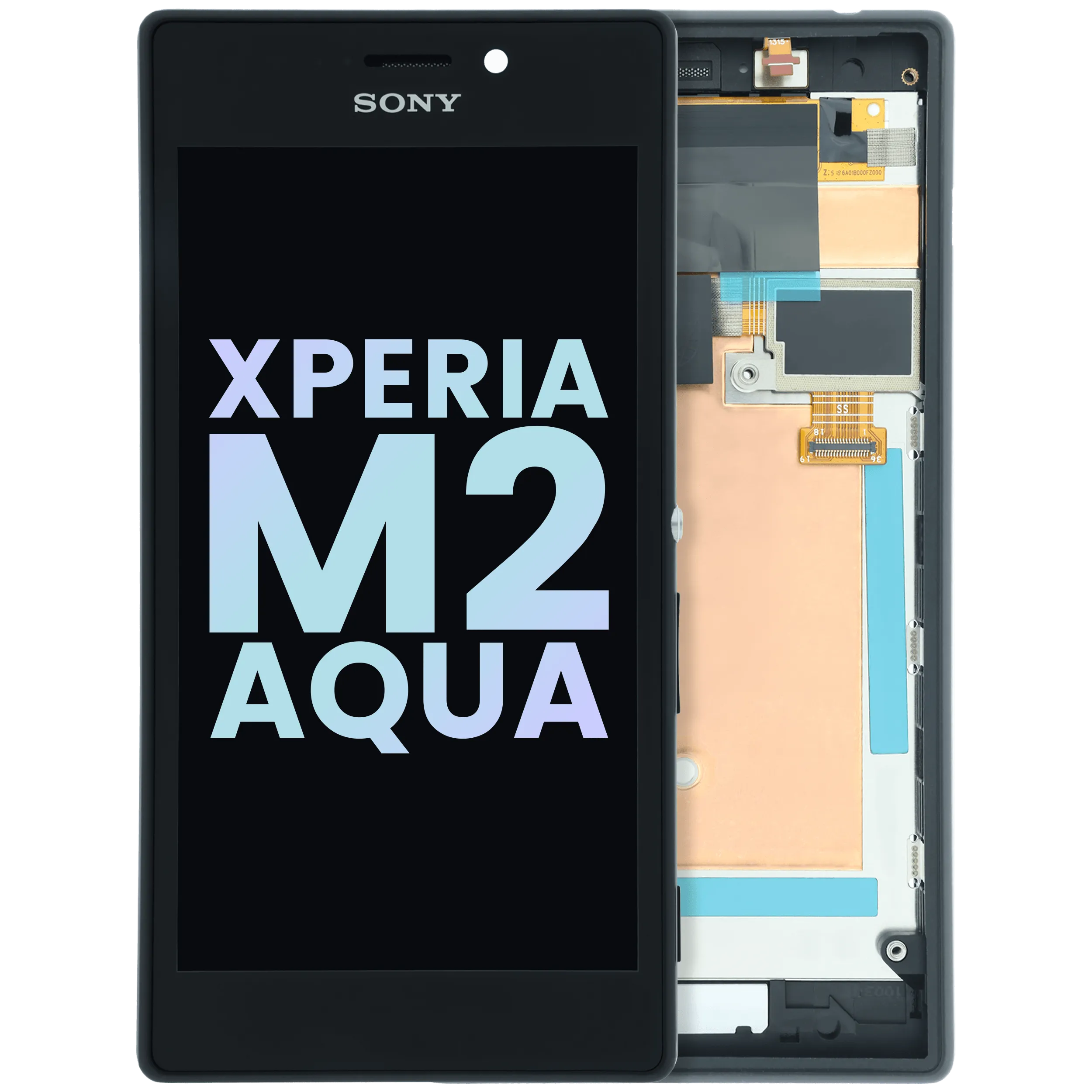 LCD Assembly With Frame for Sony Xperia M2 Aqua (Genuine) (Black)