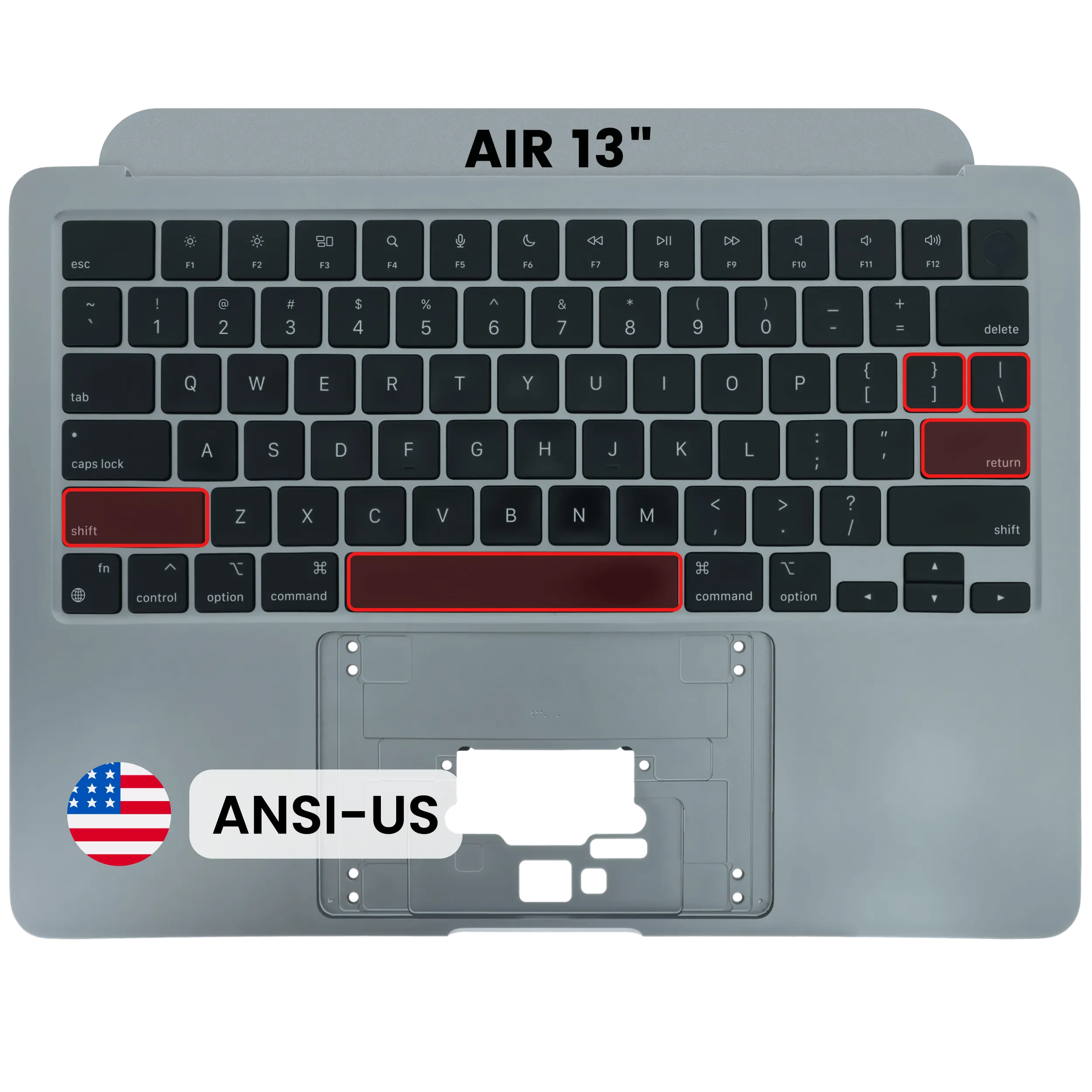 Top Case with Keyboard (ANSI US) For MacBook Air 13" A2681 (2022) (Used OEM Pull: Grade A) (Space Gray)