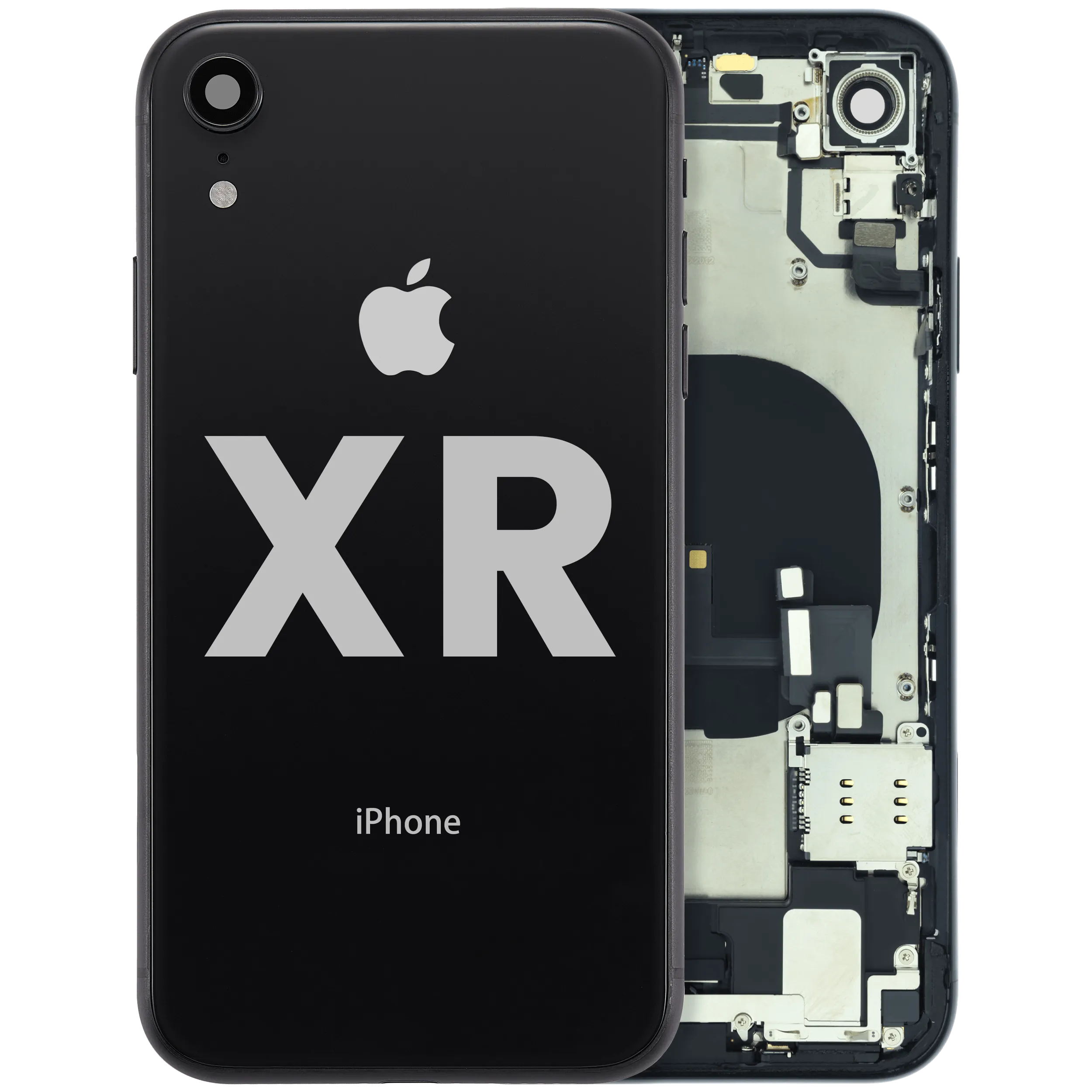 Back Housing W/ Charging Port Flex and Small Components Pre-Installed For iPhone XR (Used OEM Pull: Grade A) (Black)