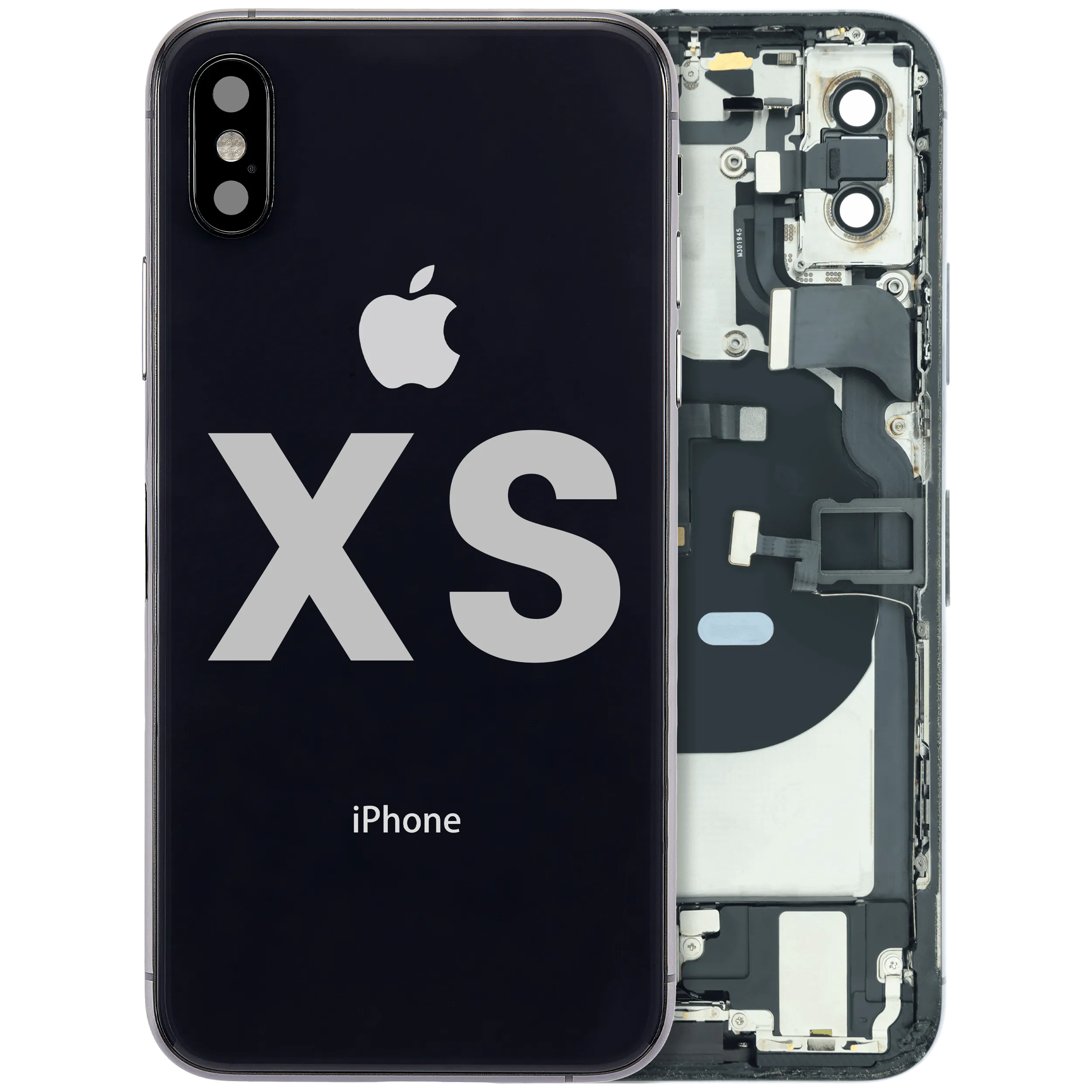 Back Housing W/ Charging Port Flex and Small Components Pre-Installed For iPhone XS (Used OEM Pull: Grade A) (Space Gray)