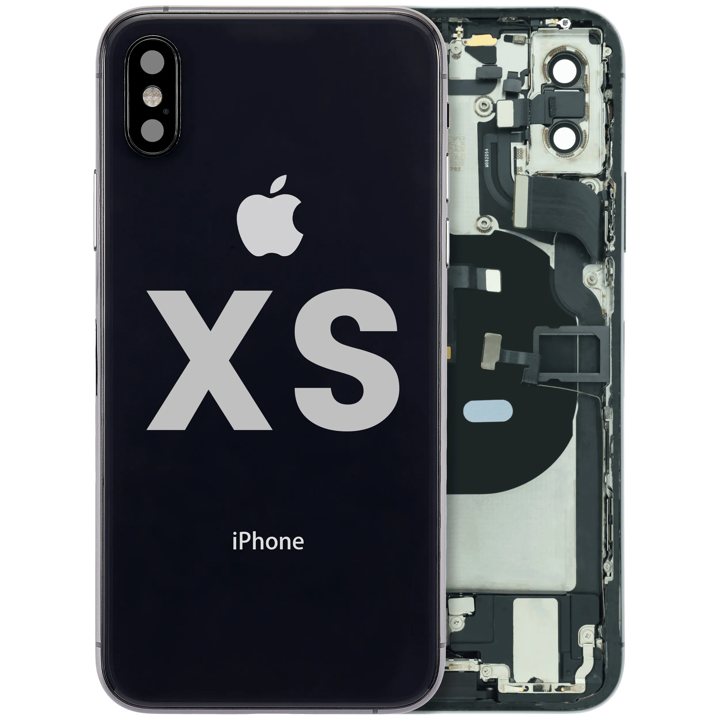 Back Housing W/ Charging Port Flex and Small Components Pre-Installed For iPhone XS (Used OEM Pull: Grade B) (Space Gray)