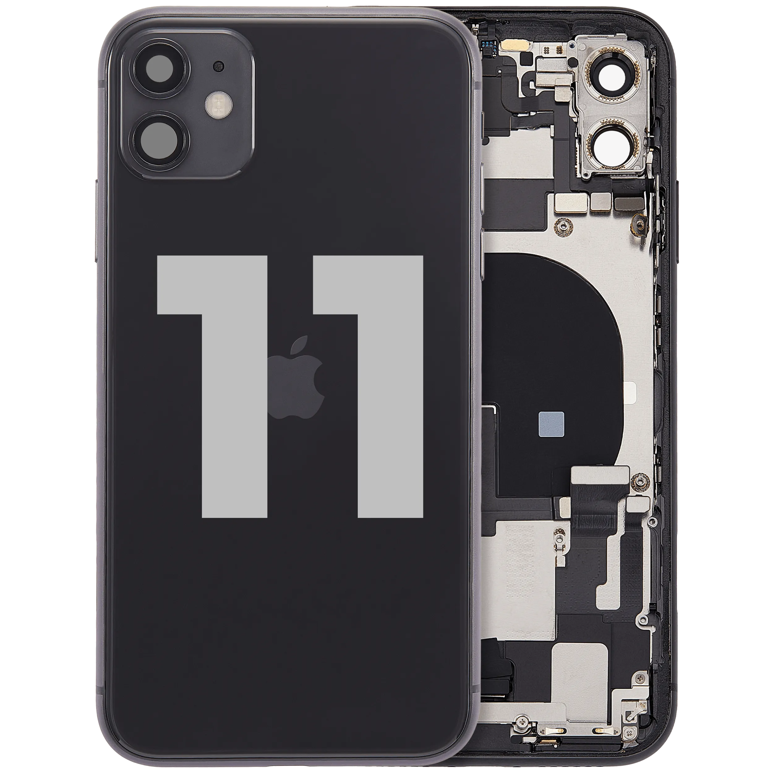 Back Housing W/ Charging Port Flex & Small Parts For iPhone 11 (Used OEM Pull: Grade A) (Black)
