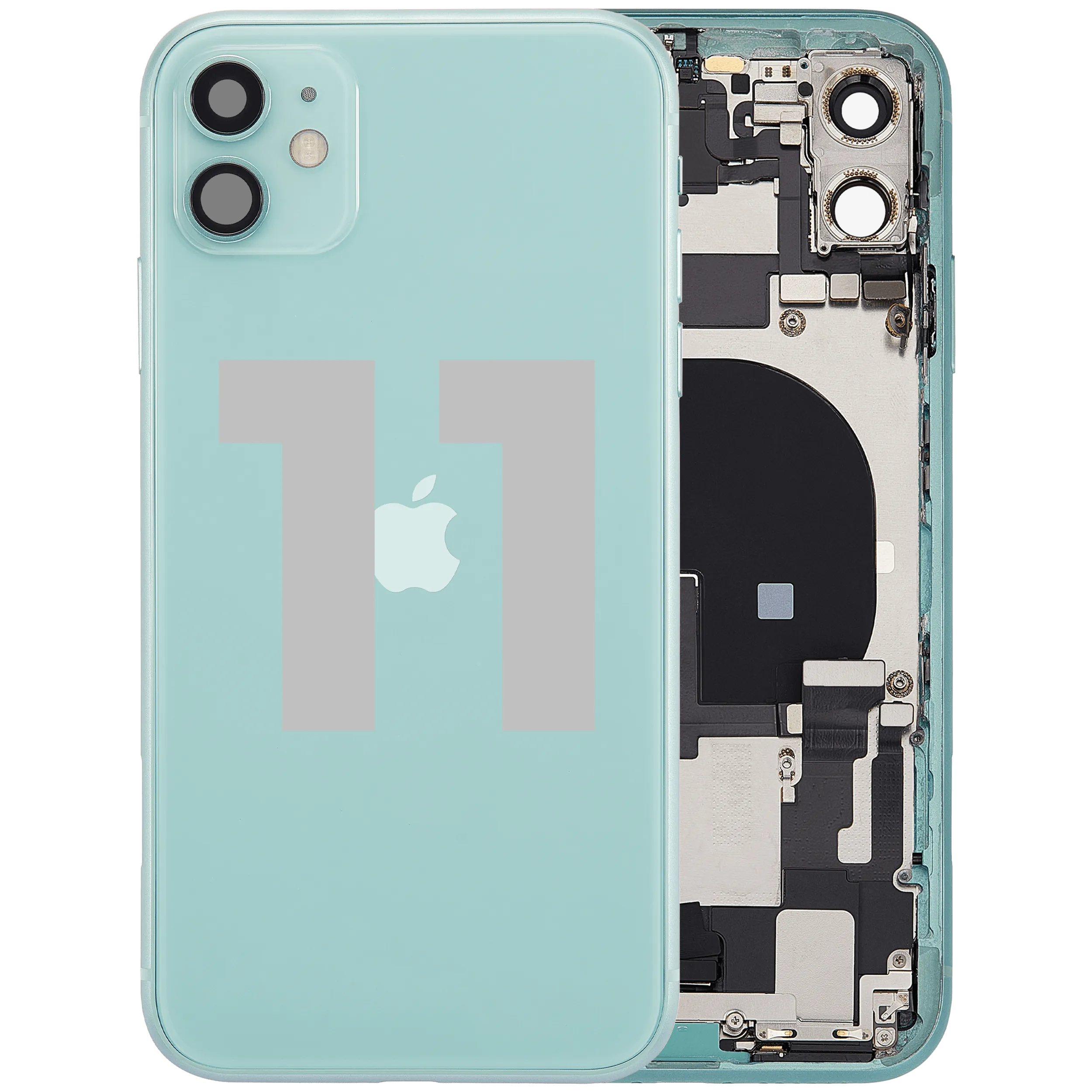 Back Housing W/ Charging Port Flex & Small Parts For iPhone 11 (Used OEM Pull: Grade B) (Green)